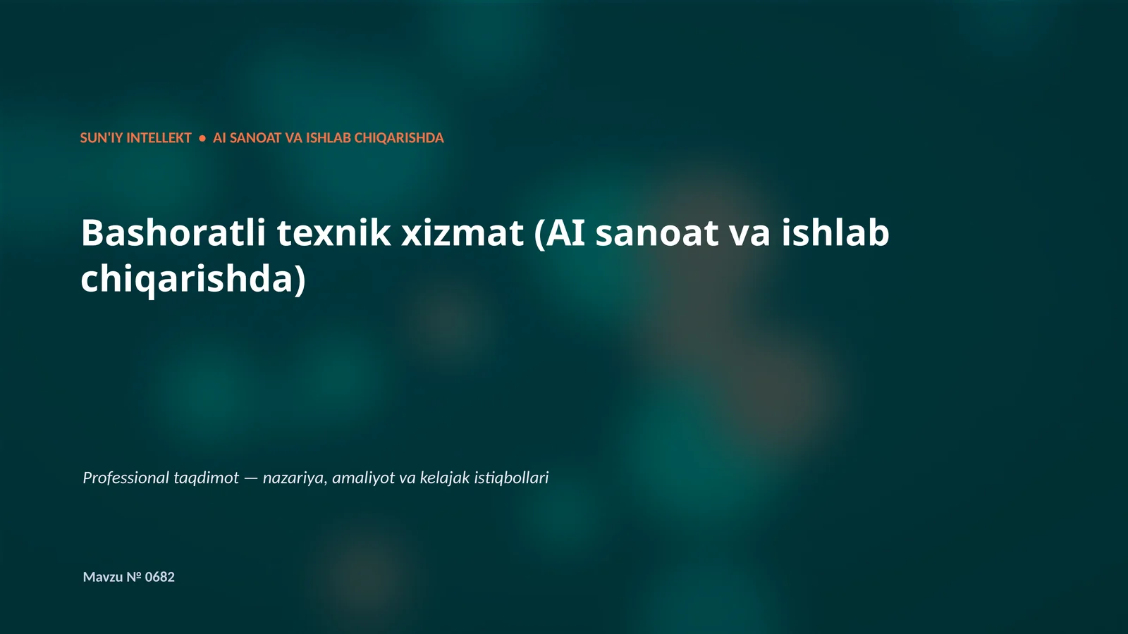 Bashoratli texnik xizmat (AI sanoat va ishlab chiqarishda)