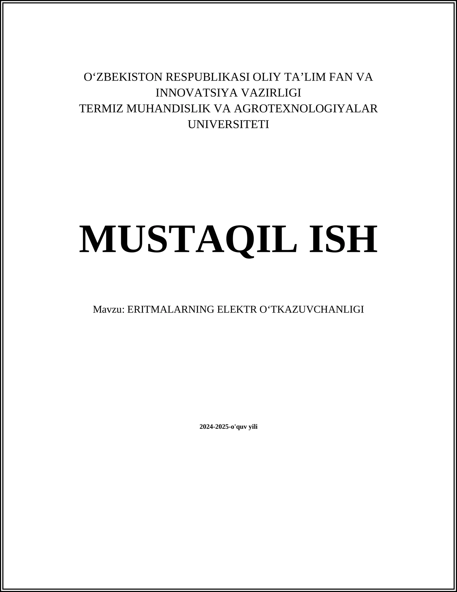 ERITMALARNING ELEKTR OʻTKAZUVCHANLIGI
