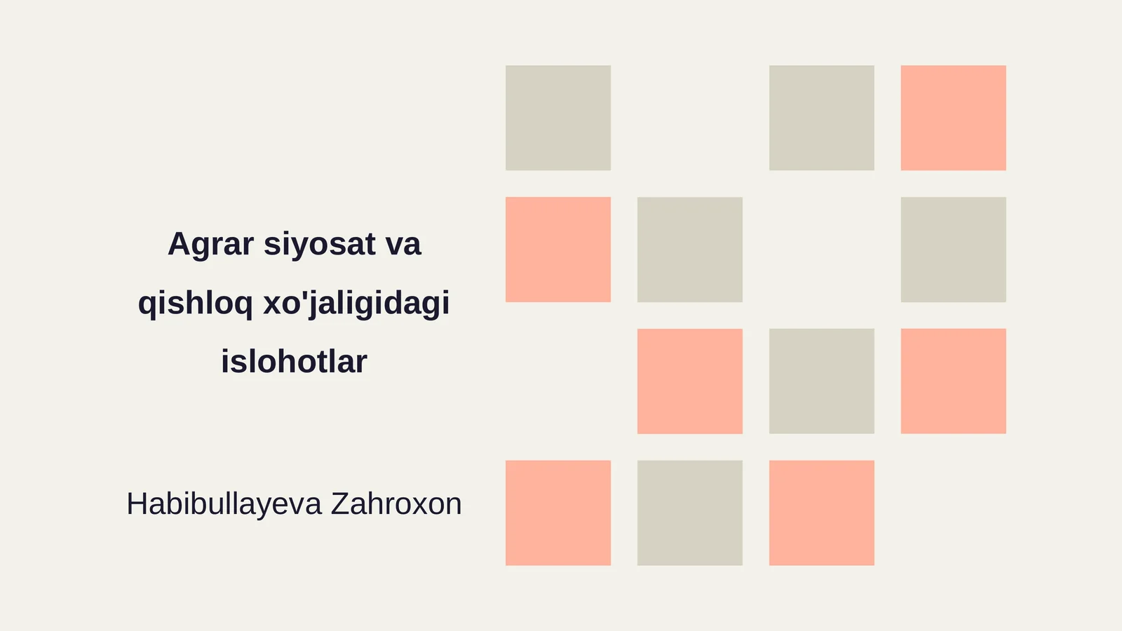 Agrar siyosat va qishloq xo'jaligidagi islohotlar