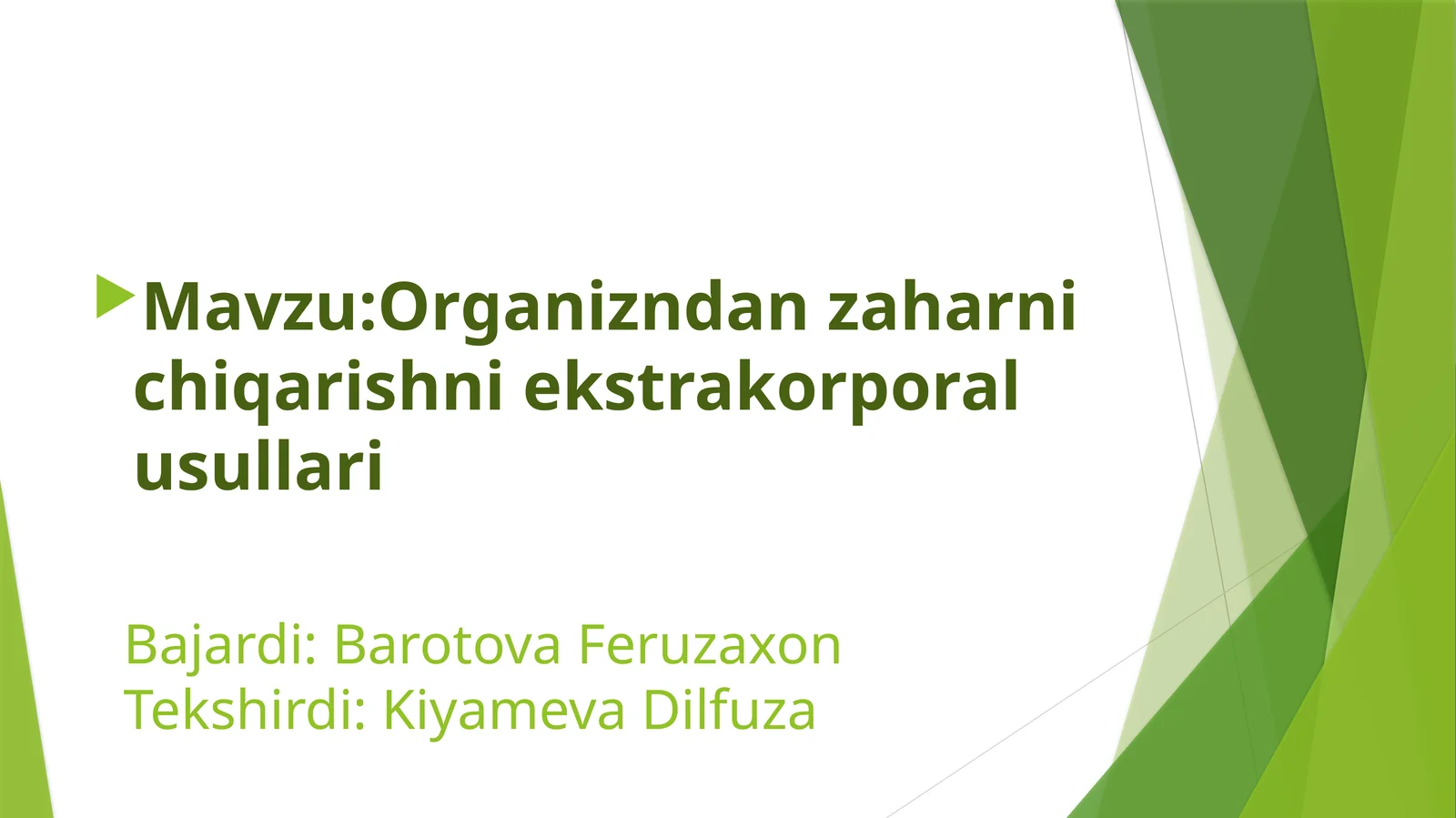 Organizmdagi zaharlanishni chiqarish usullari