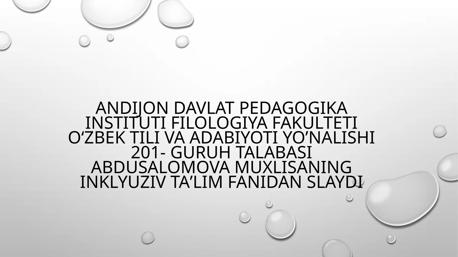 Inklyuziv taʼlim fanidan slaydi