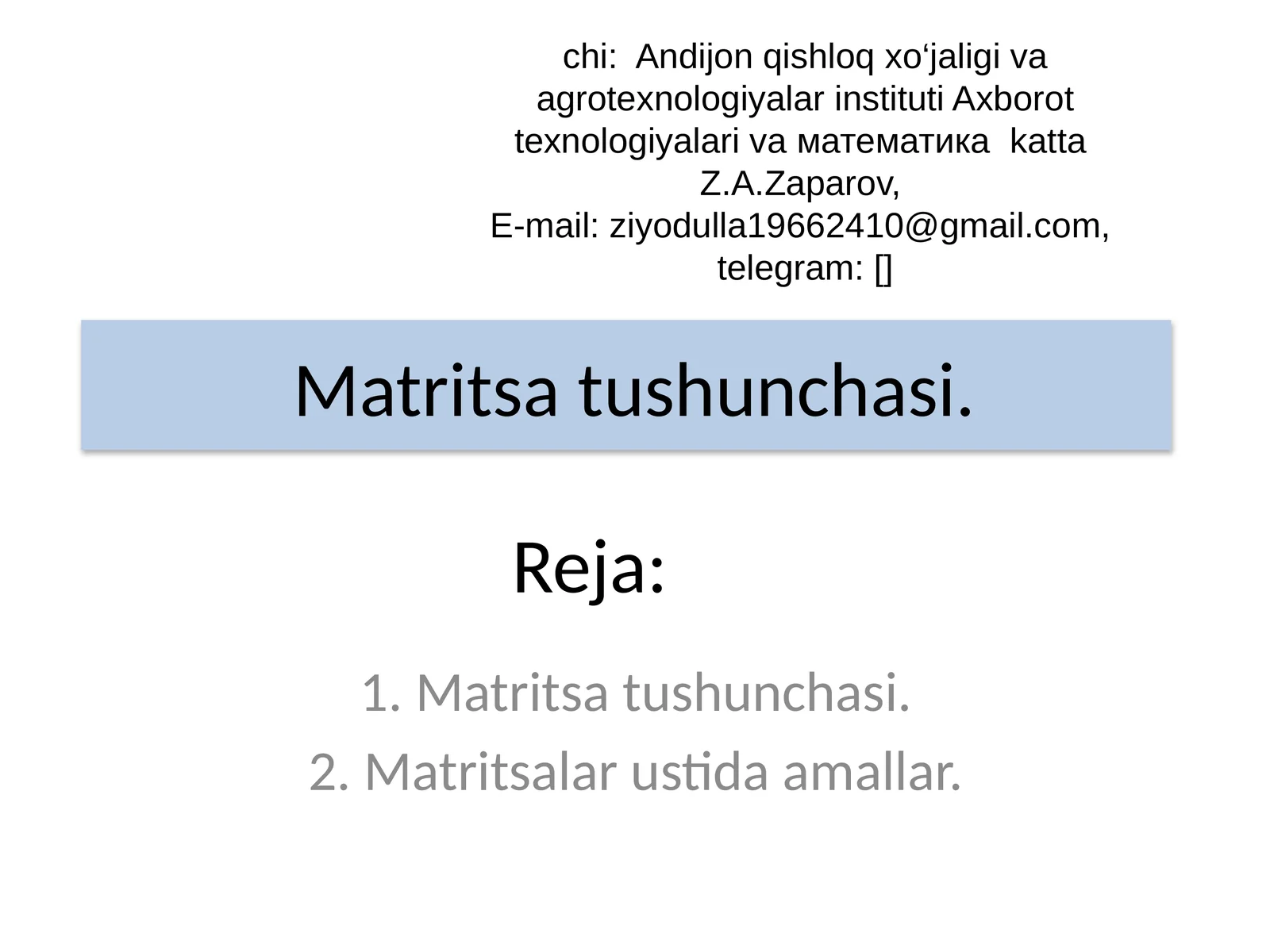 Matritsa tushunchasi