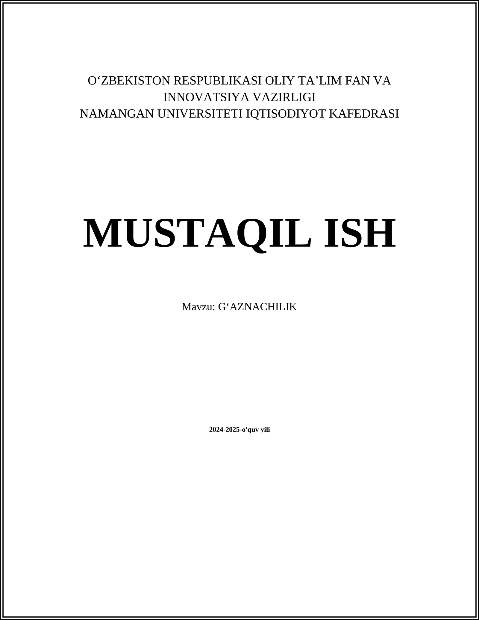 Gʻaznachilik