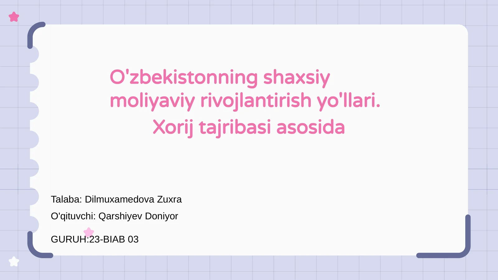 Shaxsiy moliyaviy rivojlantirish yo'llari