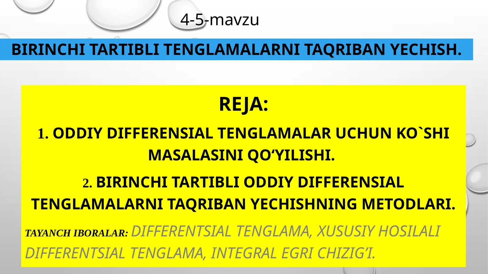 Birinchitartiblitenglamalarnitaqribanyechish
