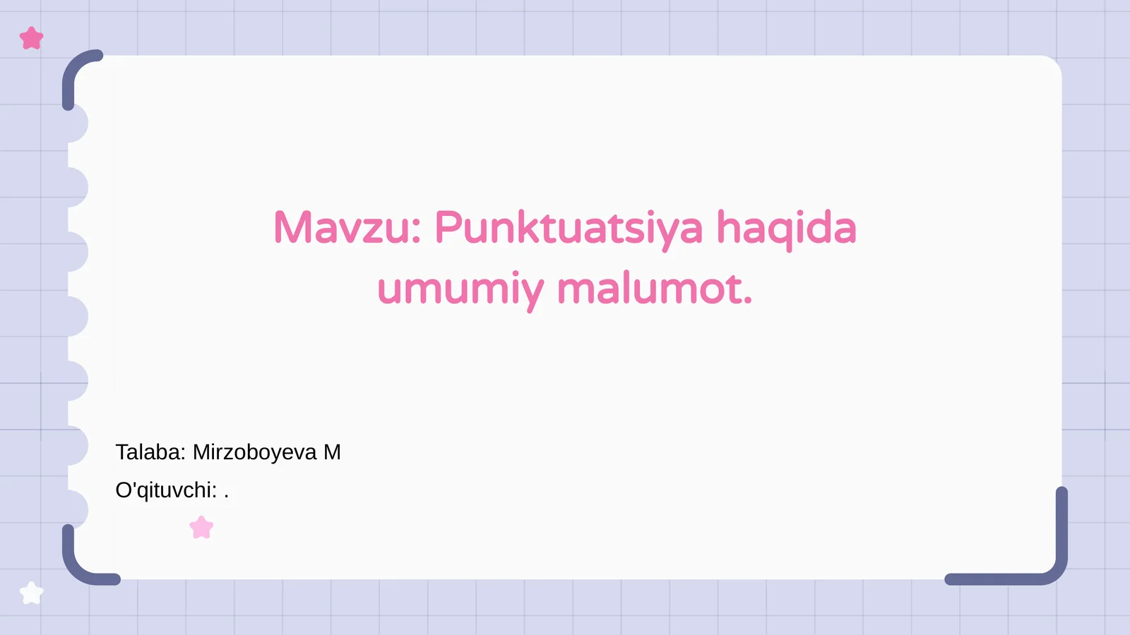 Punktuatsiya haqida umumiy malumot