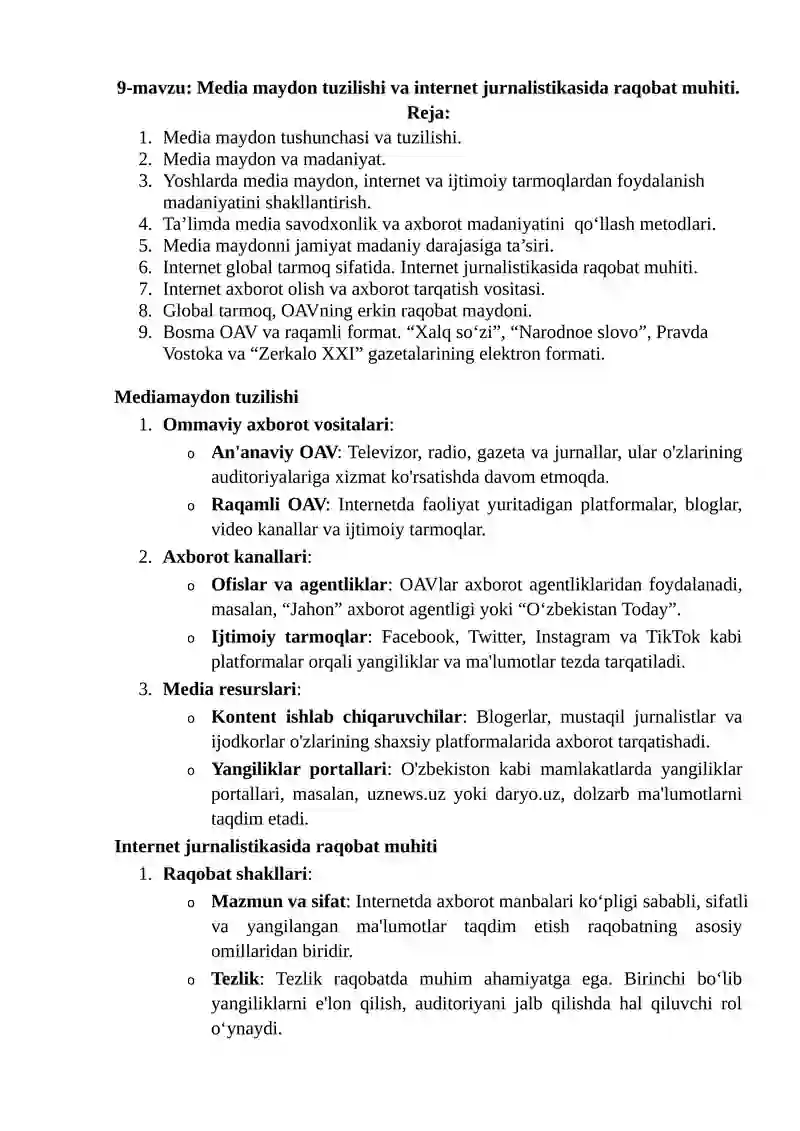 Mediamaydon tuzilishi