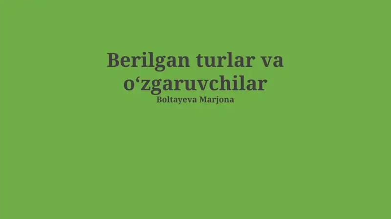 Tiplar va O'zgaruvchilarni Qo'llash