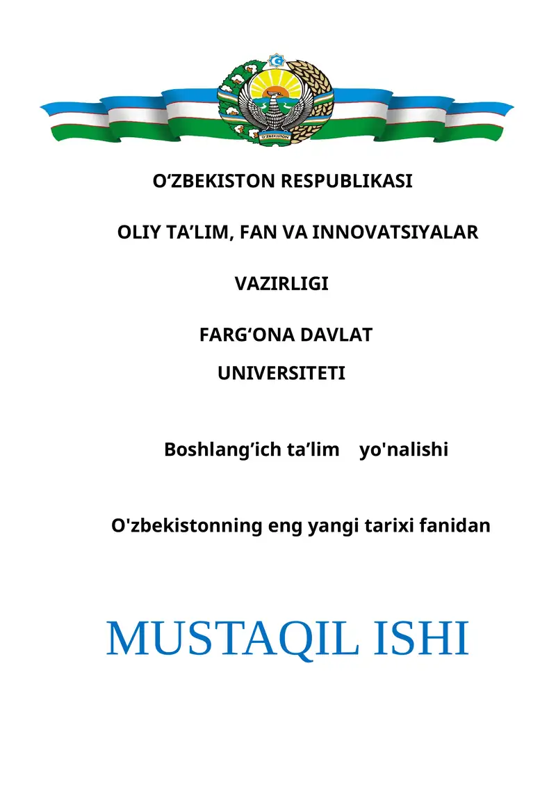 1992 yil Mustaqil O`zbekiston Respublikasi Konstitutsiyasining qabul qilinishi va uning tarixiy ahamyati