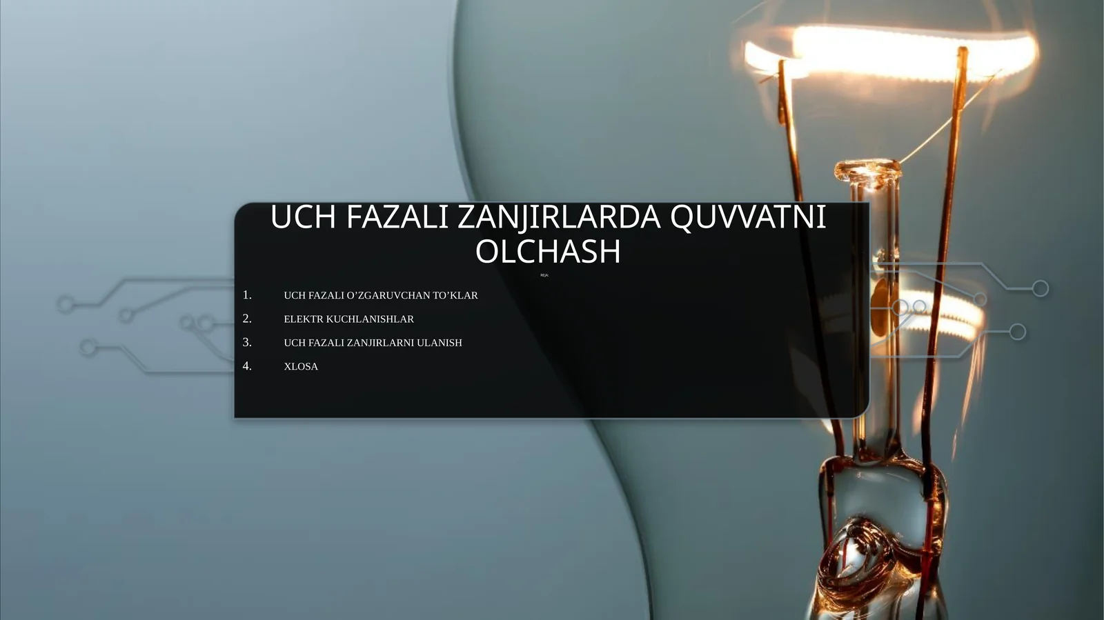 Uch fazali zanjirlarda quvvatni o'lchash