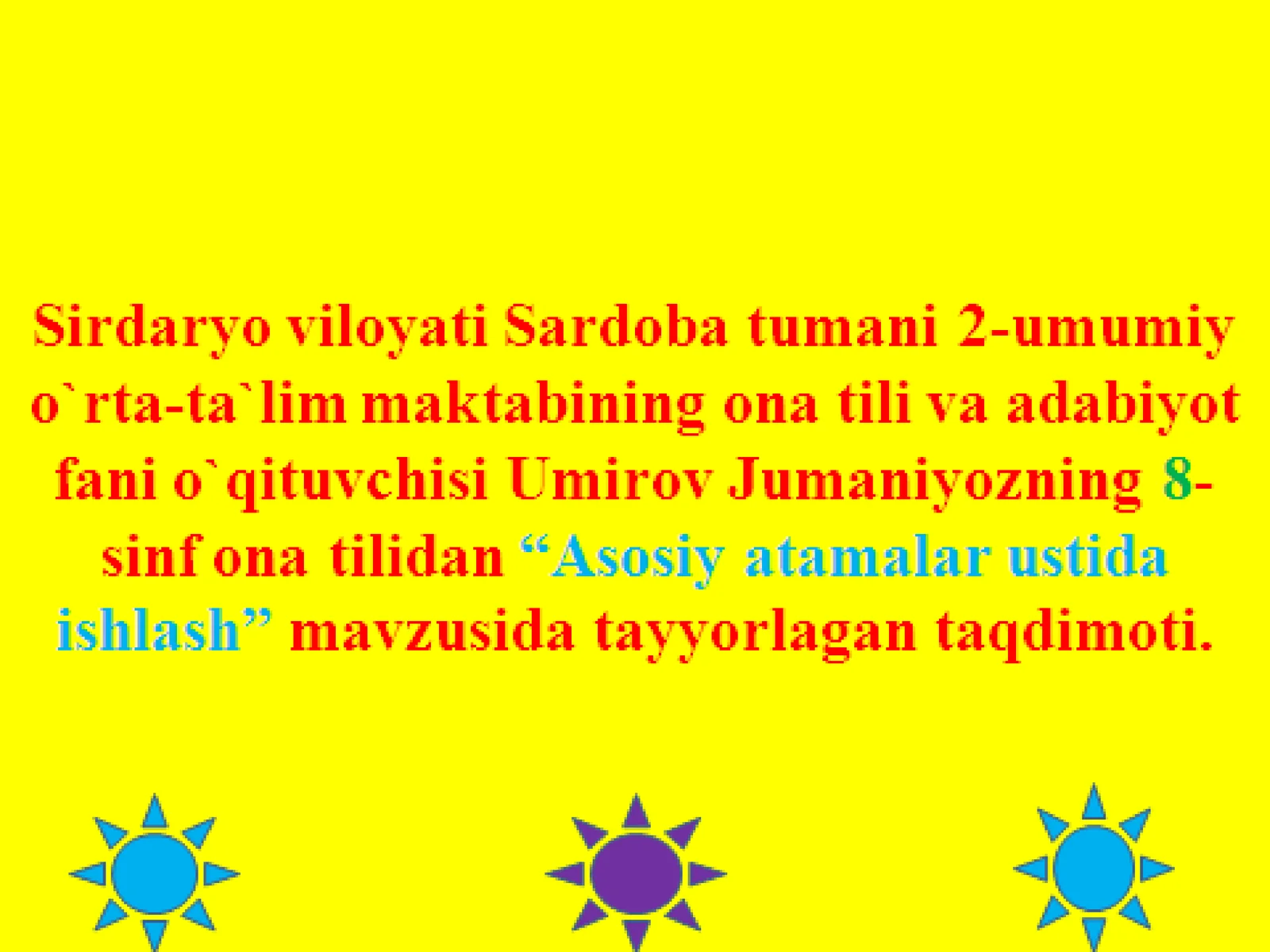 Asosiy atamalar ustida ishlash