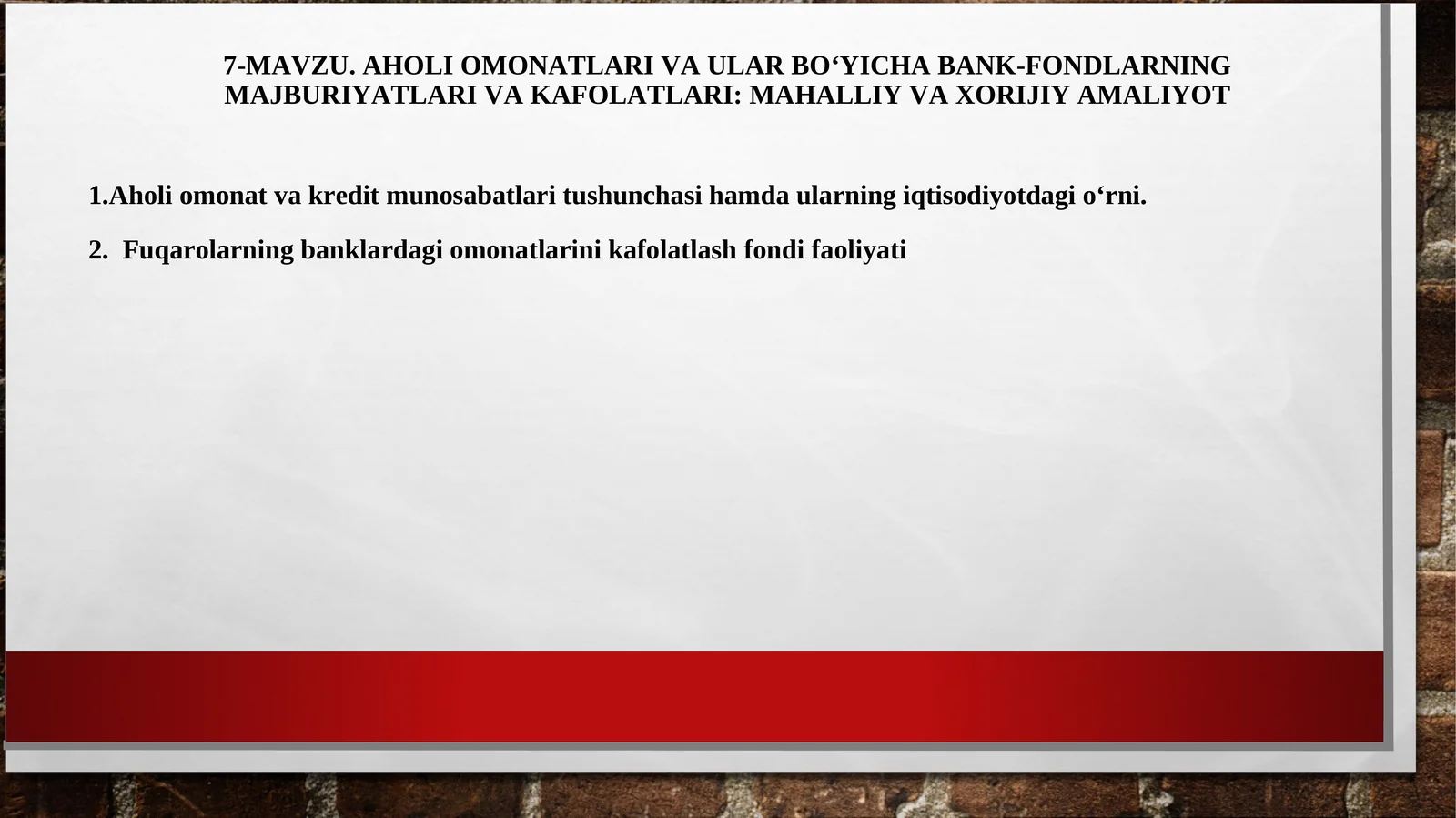 AHOLI OMONATLARI VA ULAR BO‘YICHA BANK-FONDLARNING MAJBURIYATLARI VA KAFOLATLARI: MAHALLIY VA XORIJIY AMALIYOT