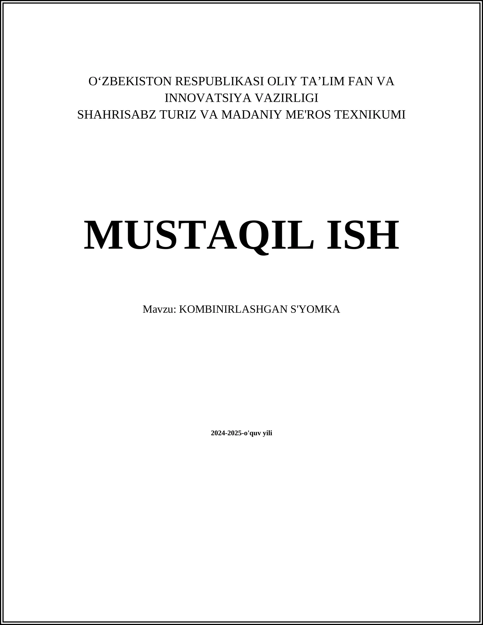 BIRLASHTIRILGAN S'YOMKA