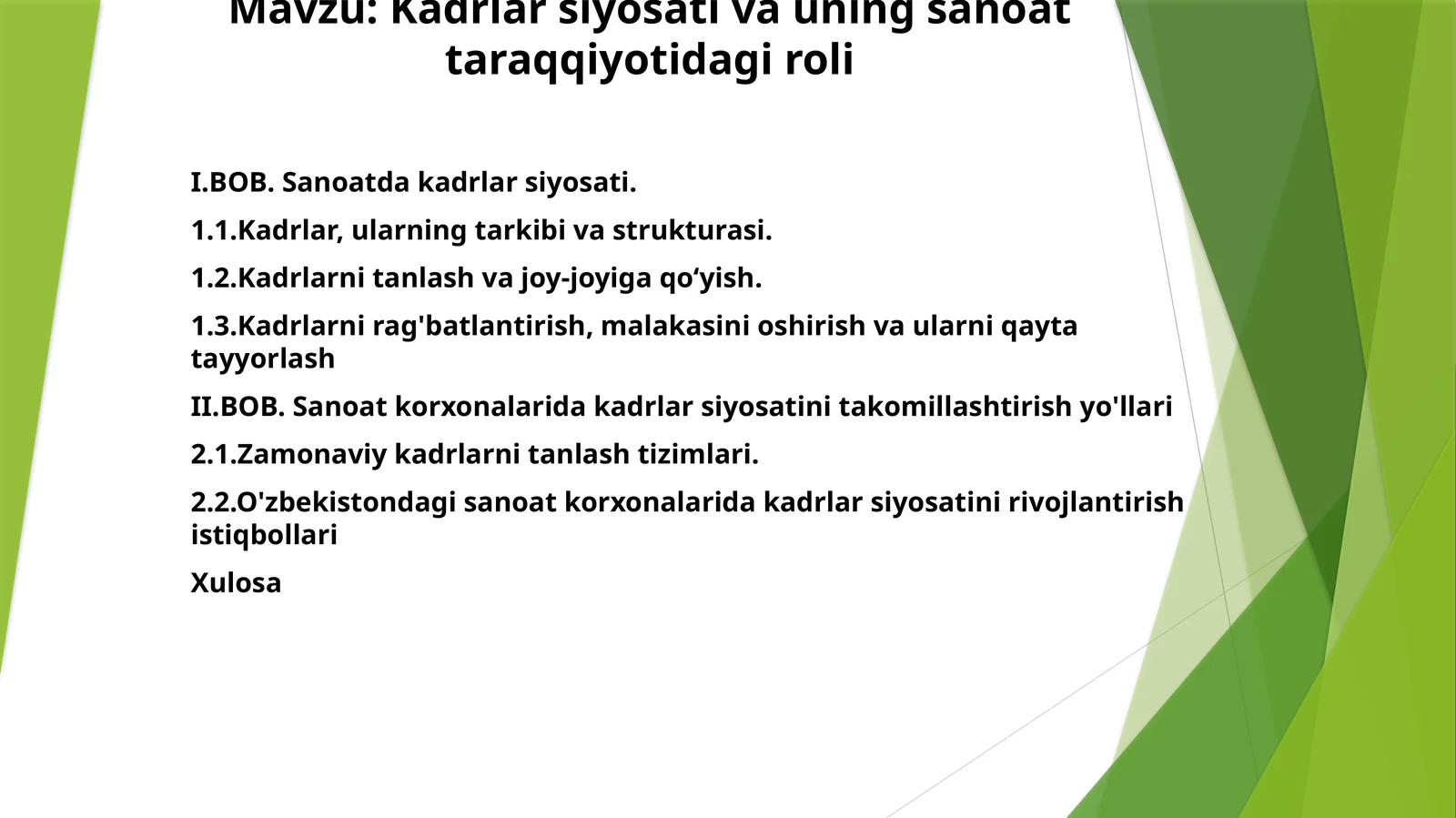 Kadrlarsiyosativauningsanoattaraqqiyotidagiroli