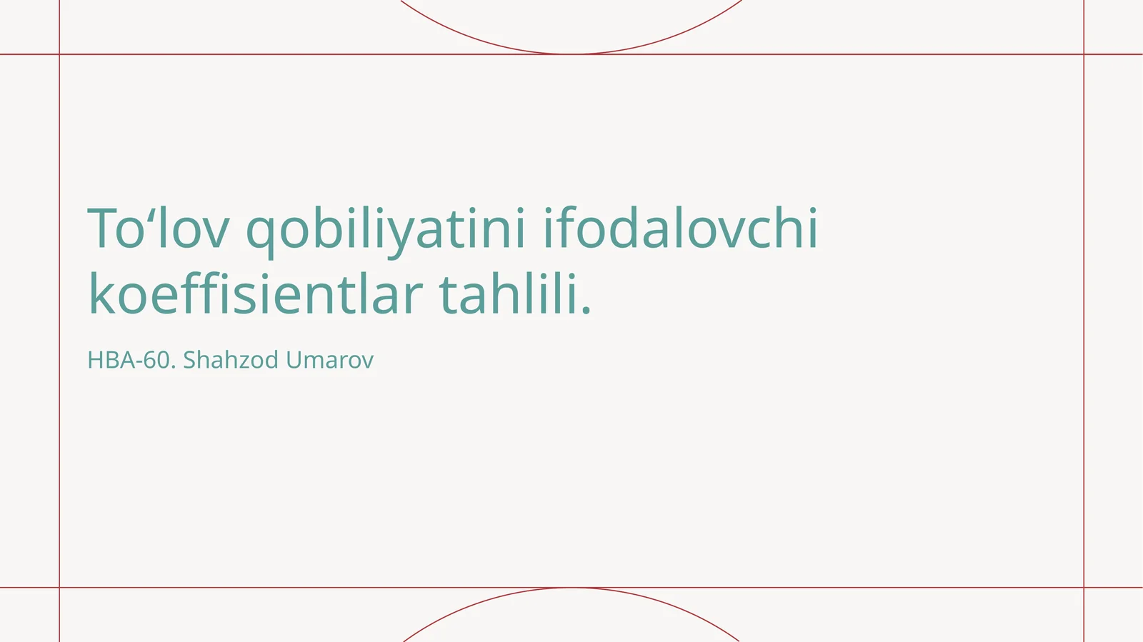To‘lov qobiliyatini ifodalovchi koeffisientlar tahlili