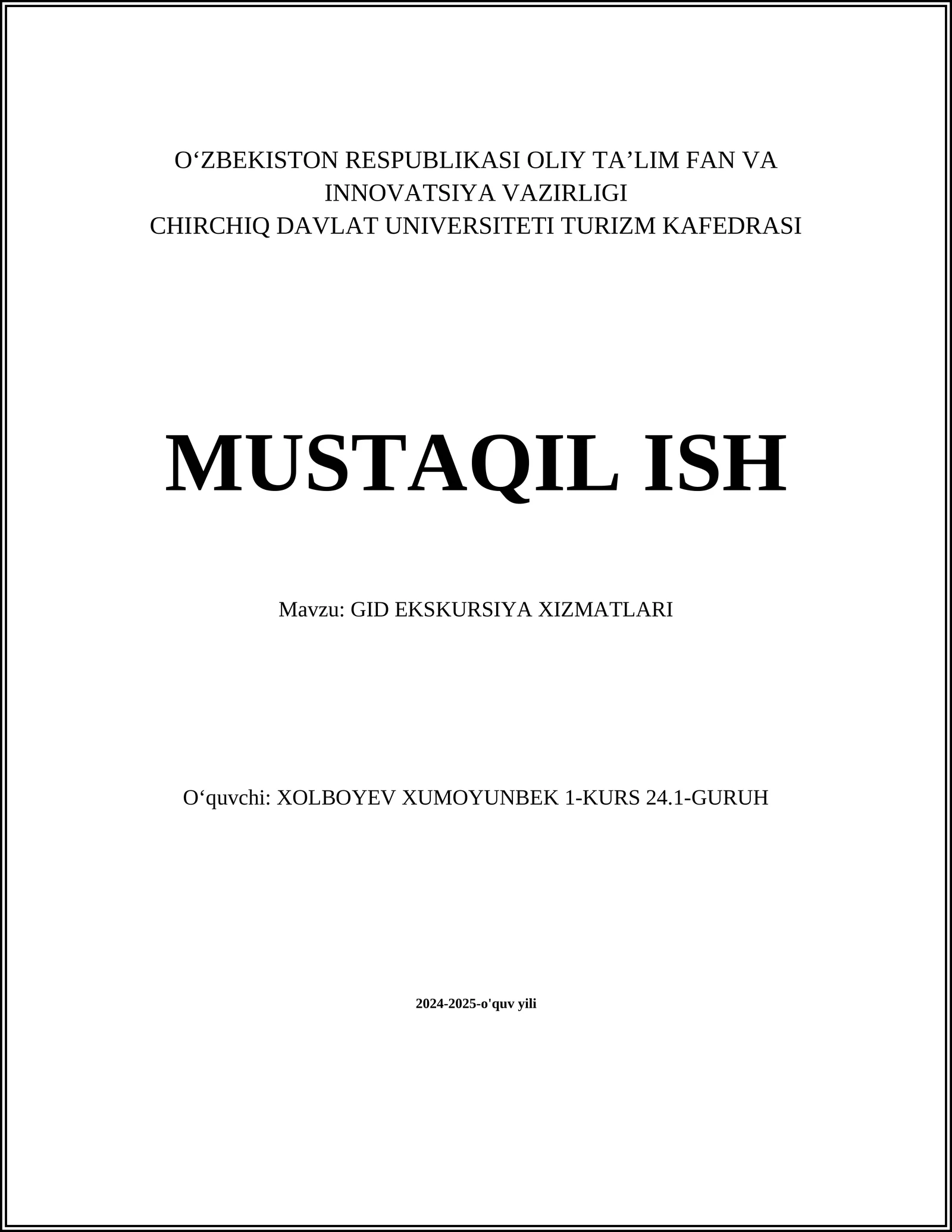 GID EKSKURSIYA XIZMATLARI