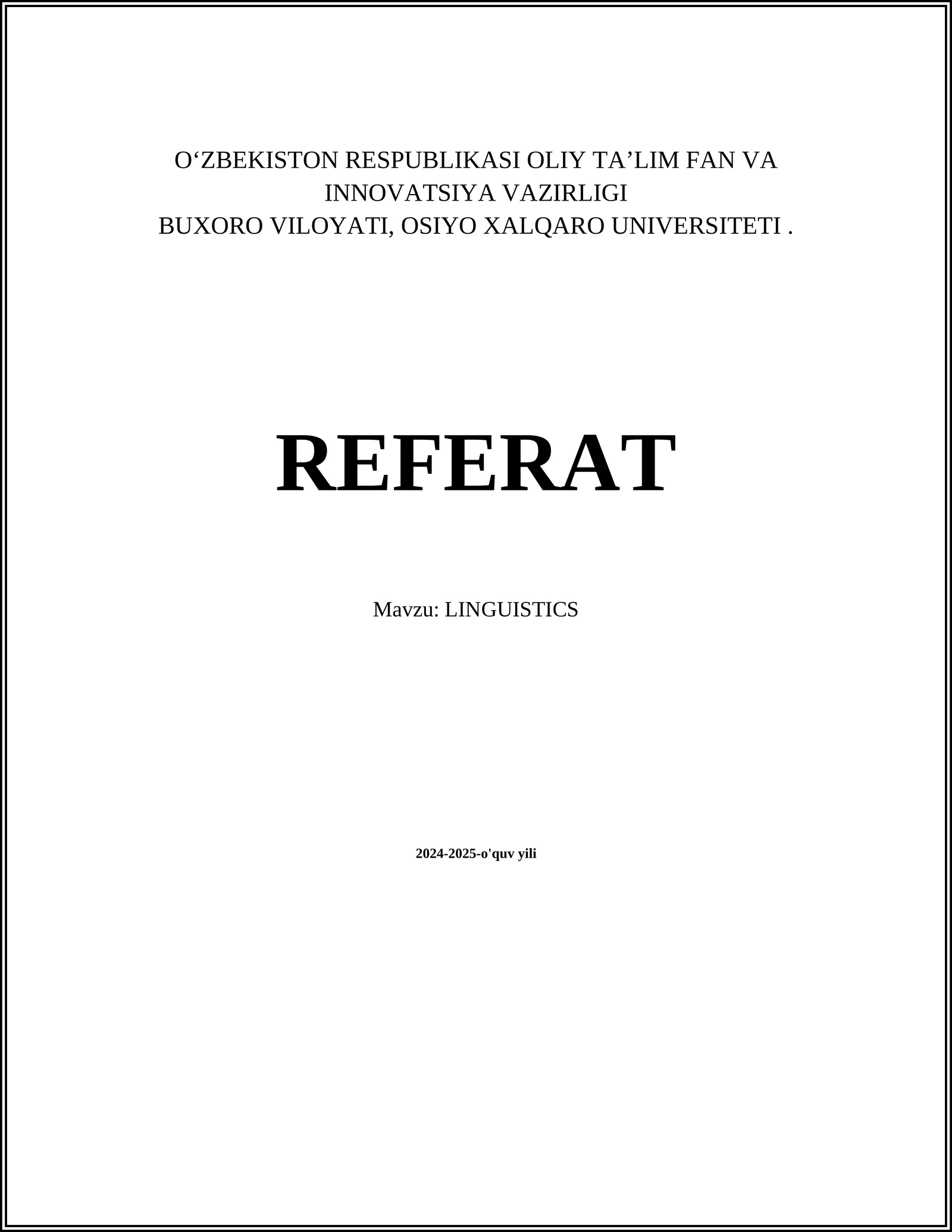 LINGUISTICS REFERAT