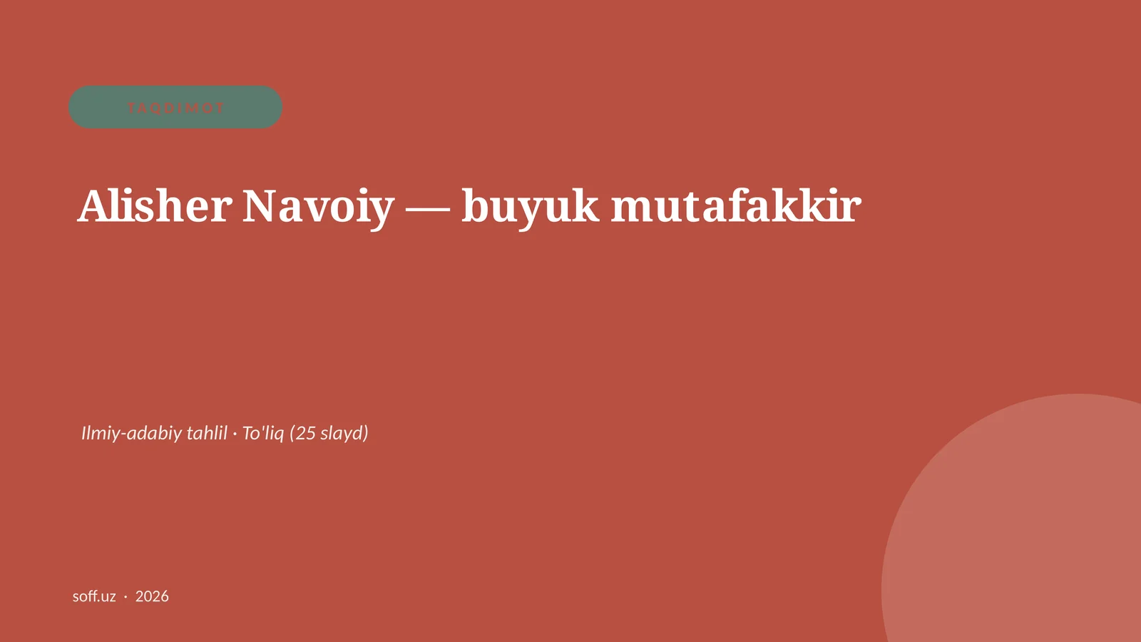 Alisher Navoiy — buyuk mutafakkir