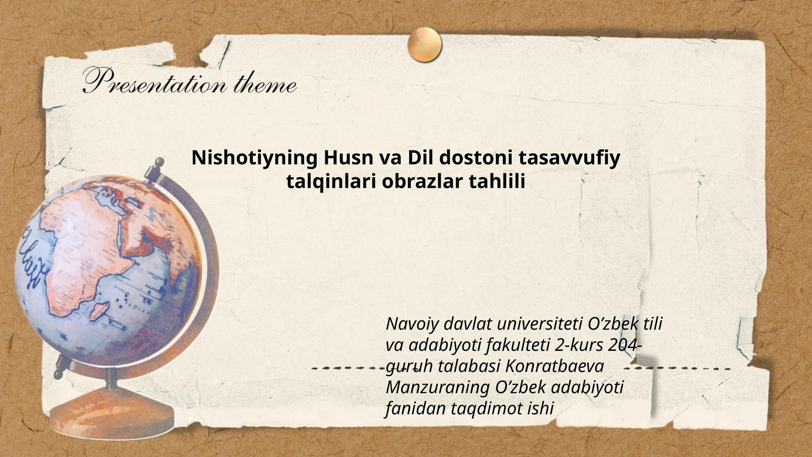 Nishotiyning Husn va Dil dostoni tasavvufiy talqinlari obrazlar tahlili