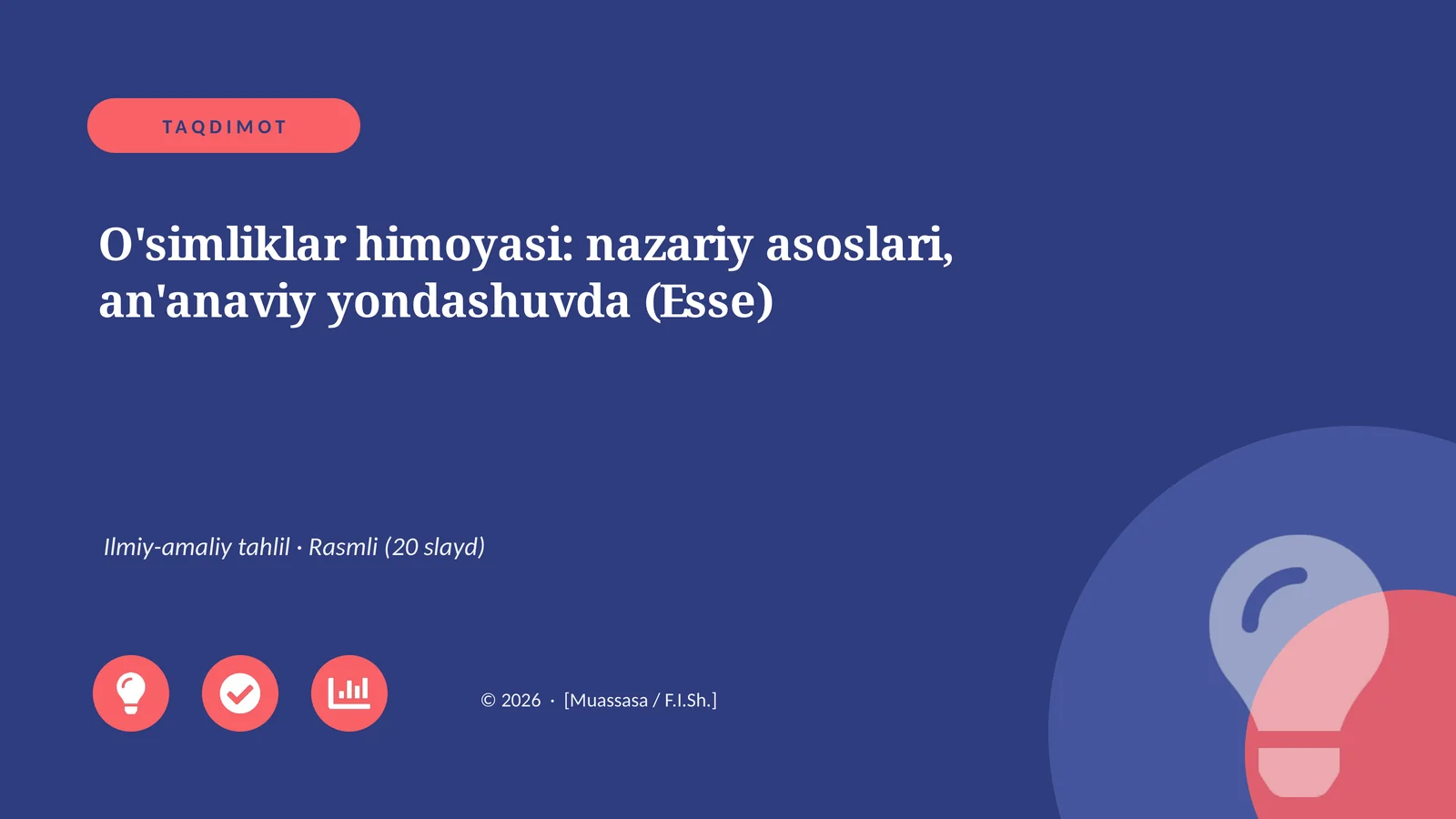 O'simliklar himoyasi: nazariy asoslari, an'anaviy yondashuvda (Esse)
