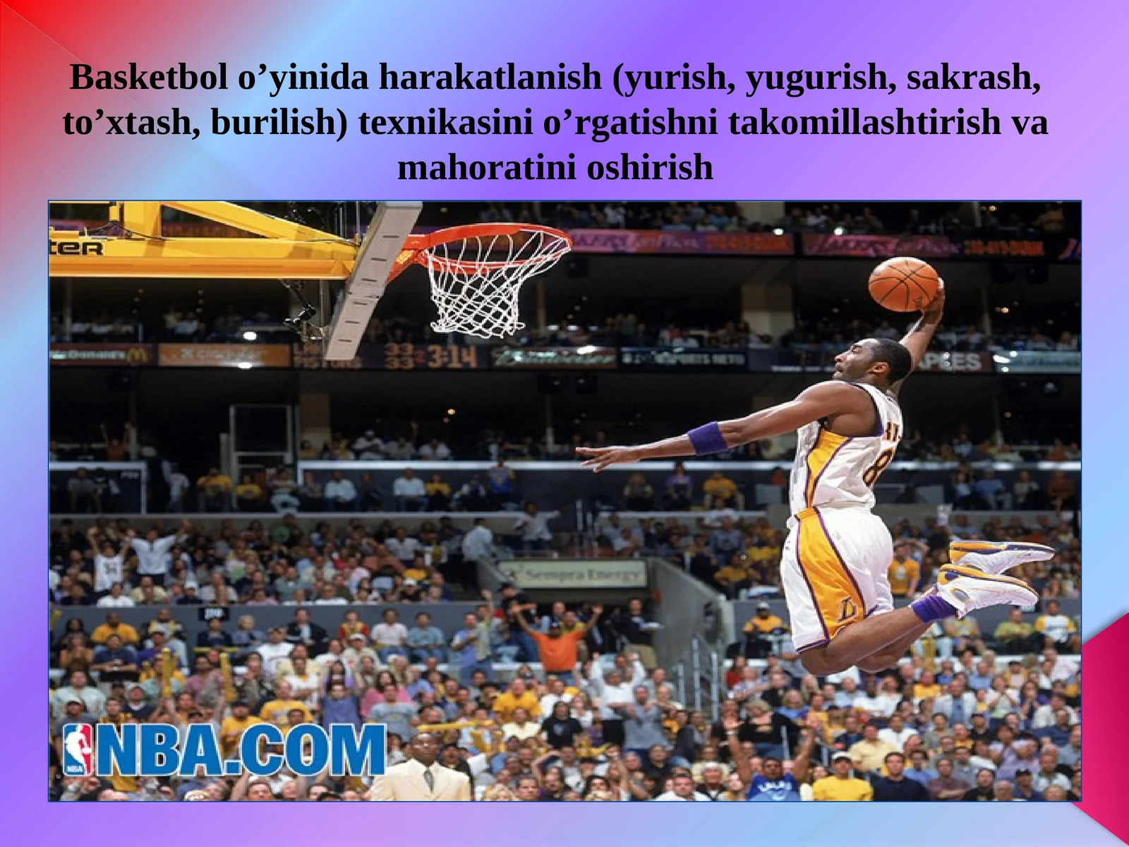 Basketbol o'yinidagi harakatlanish texnikasi