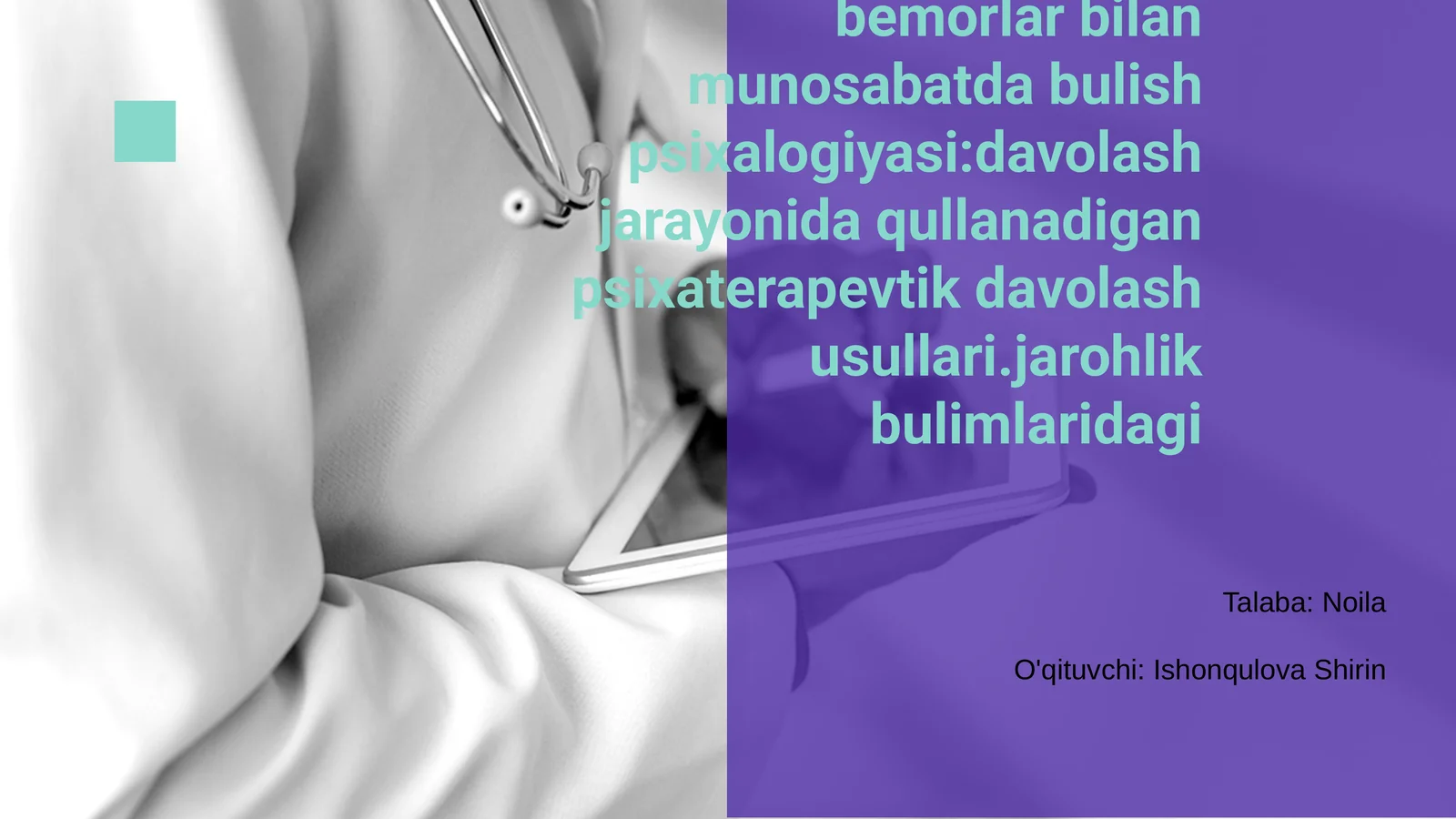 Jarohlik bulimlaridagi bemorlar bilan munosabatda bulish psixalogiyasi