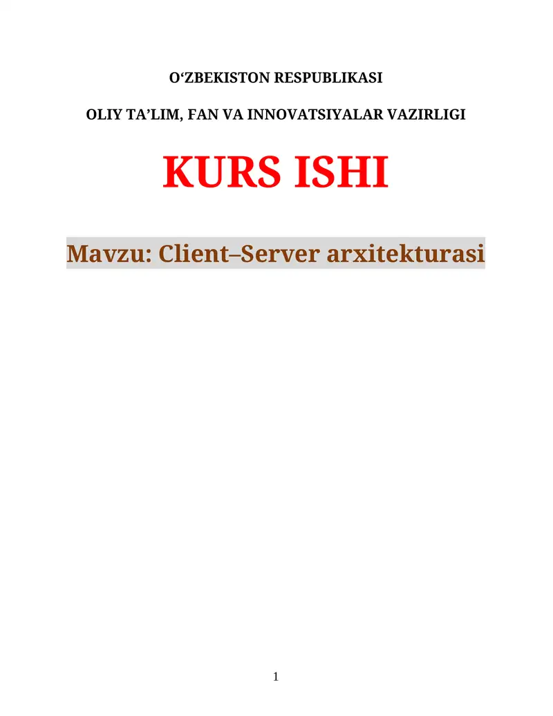 Client–Server arxitekturasi