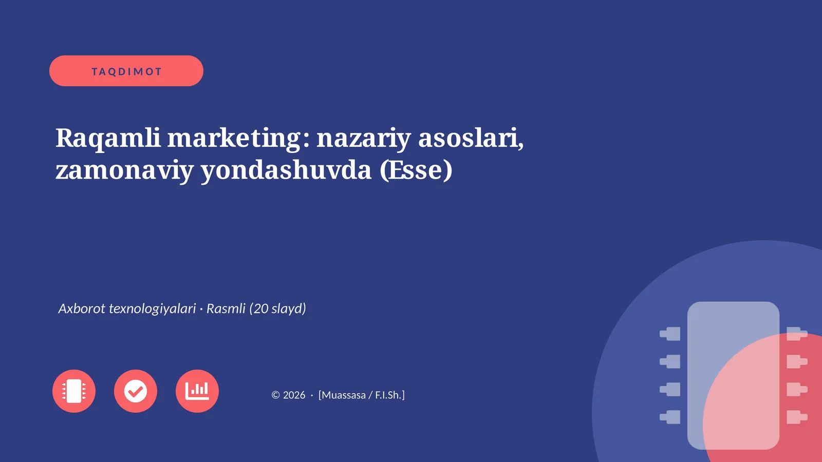 Raqamli marketing: nazariy asoslari, zamonaviy yondashuvda (Esse)