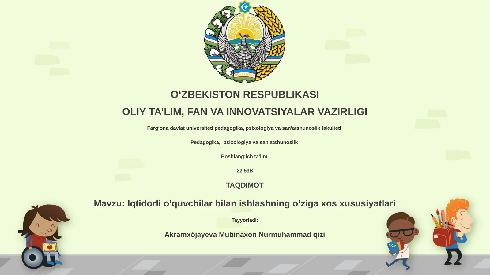 Iqtidorli oʻquvchilar bilan ishlashning oʻziga xos xususiyatlari
