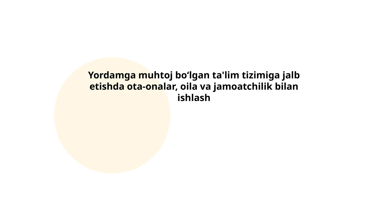 Yordamga muhtoj boʻlgan ta'lim tizimiga jalb etishda ota-onalar, oila va jamoatchilik bilan ishlash