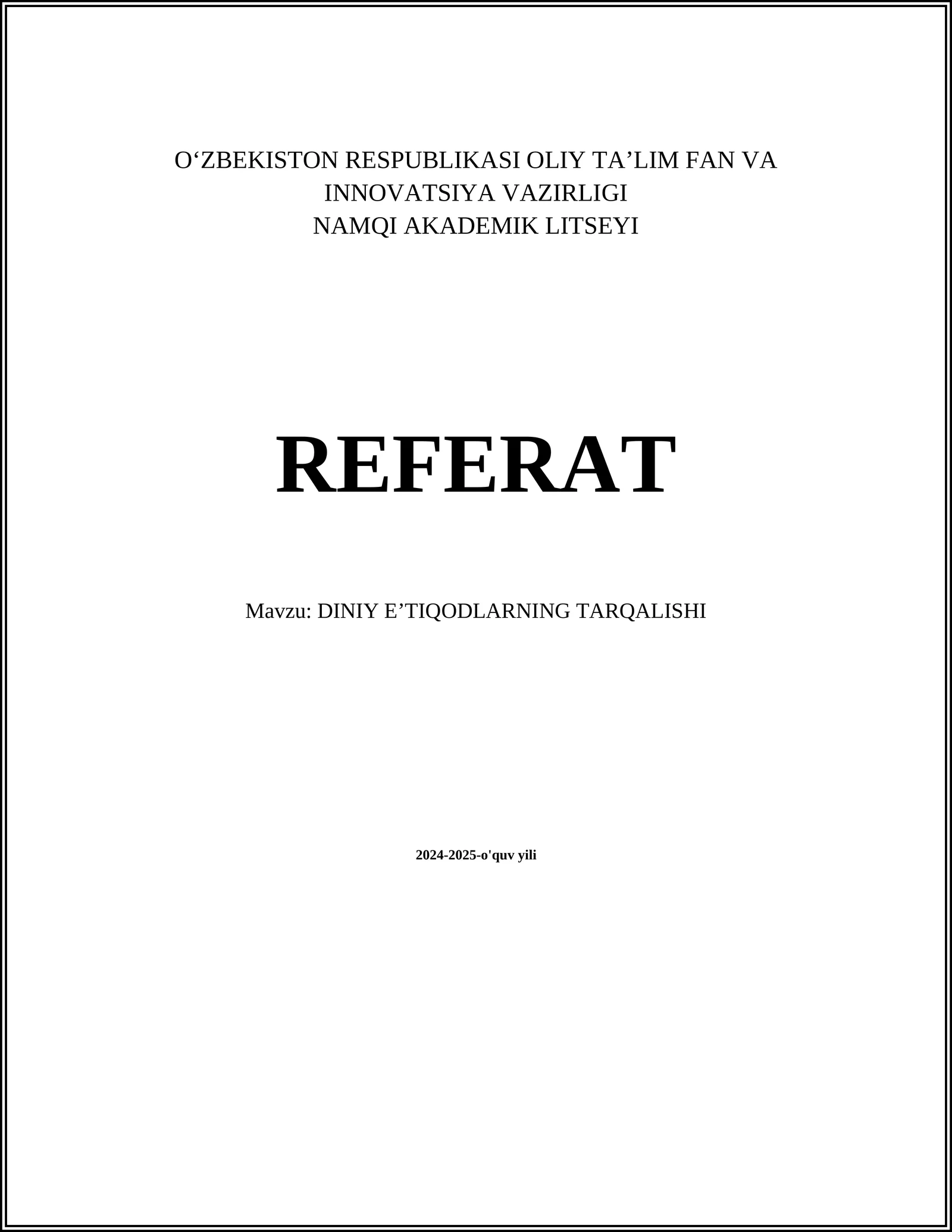 Diniy Eʼtiqodlarning Tarqalishi