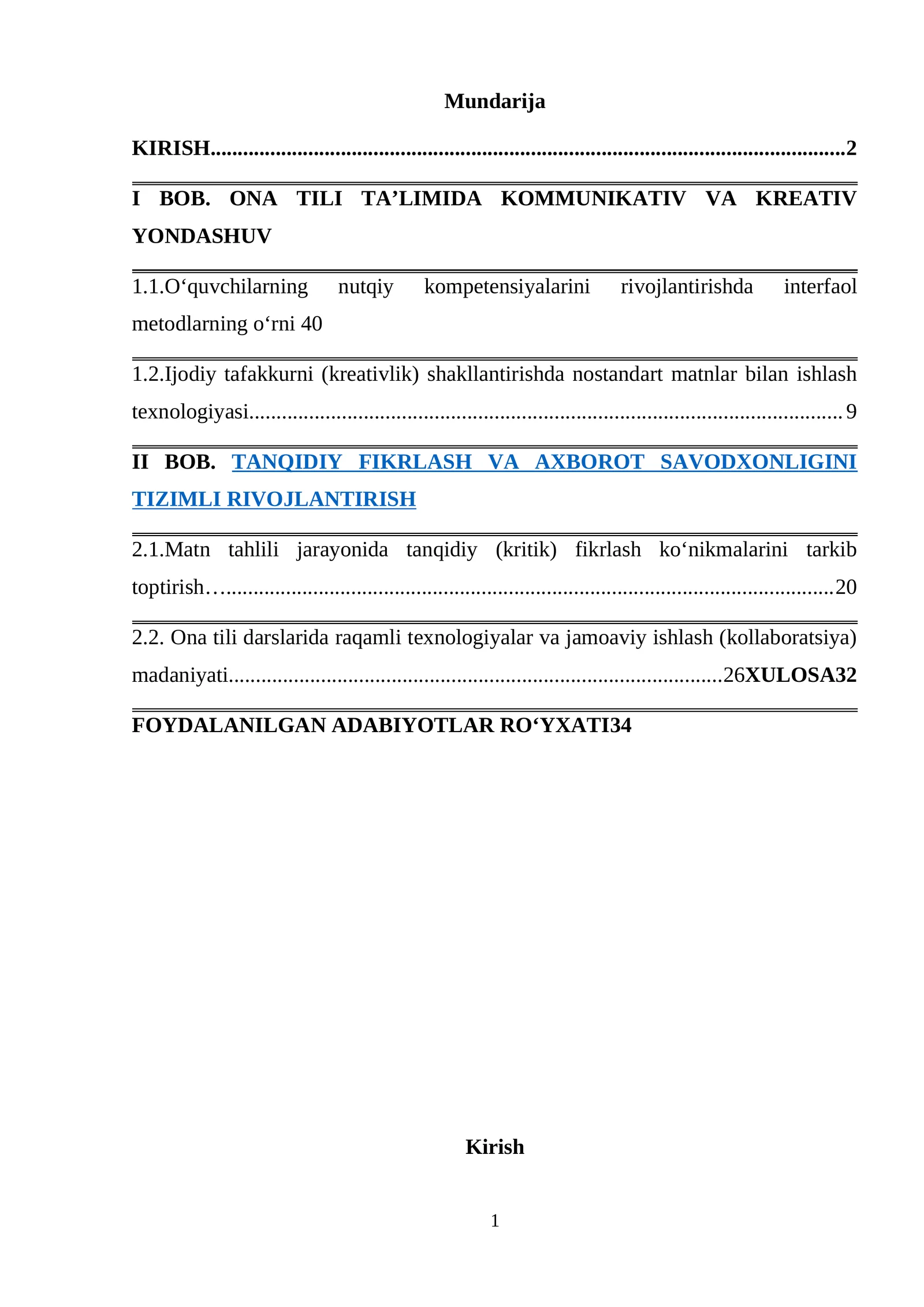 ONA TILI TA’LIMIDA KOMMUNIKATIV VA KREATIV YONDASHUV