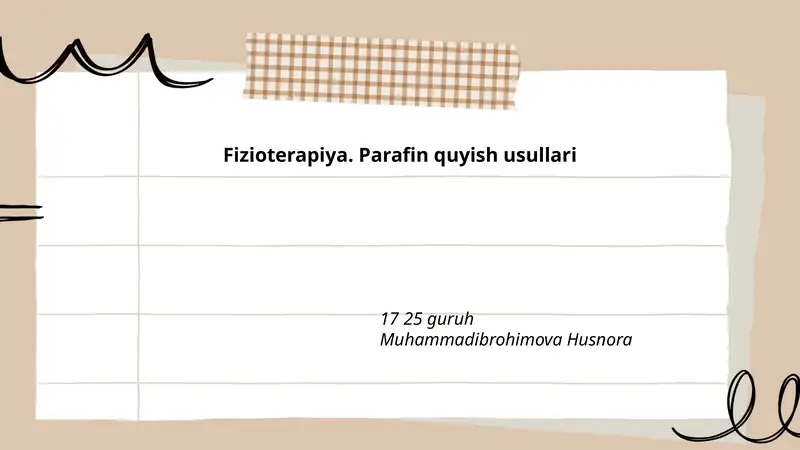 Fizioterapiya. Parafin quyish usullari