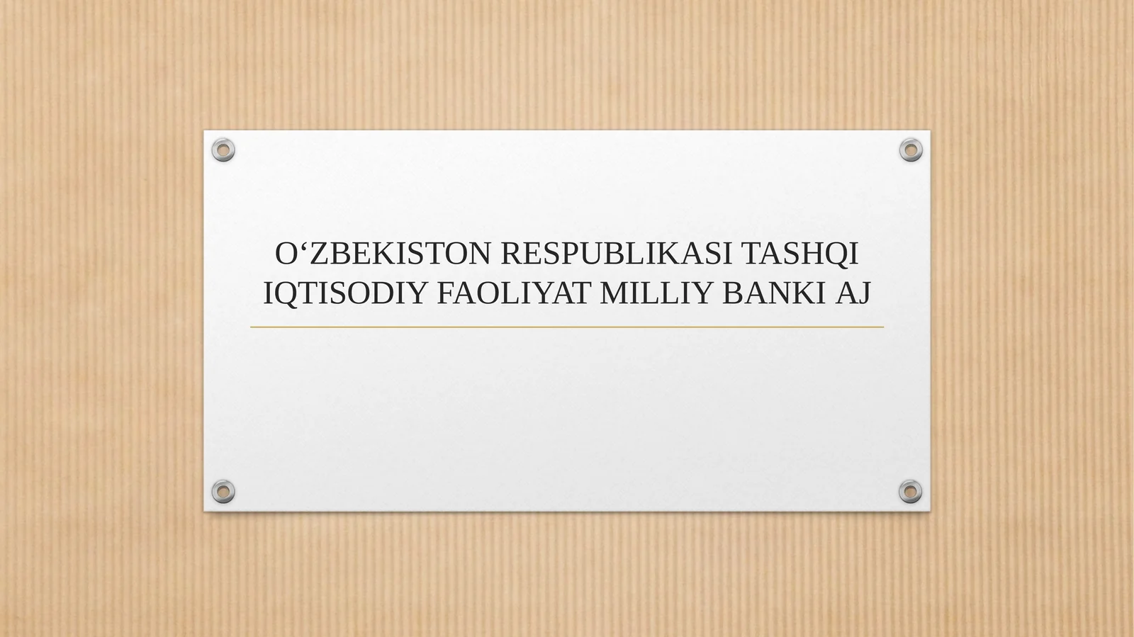 OʻZBEKISTON RESPUBLIKASI TASHQI IQTISODIY FAOLIYAT MILLIY BANKI AJ