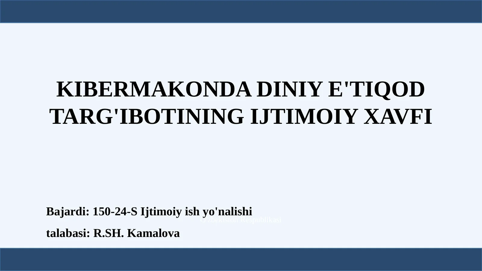 KIBERMAKONDA DINIY E'TIQOD TARG'IBOTINING IJTIMOIY XAVFI