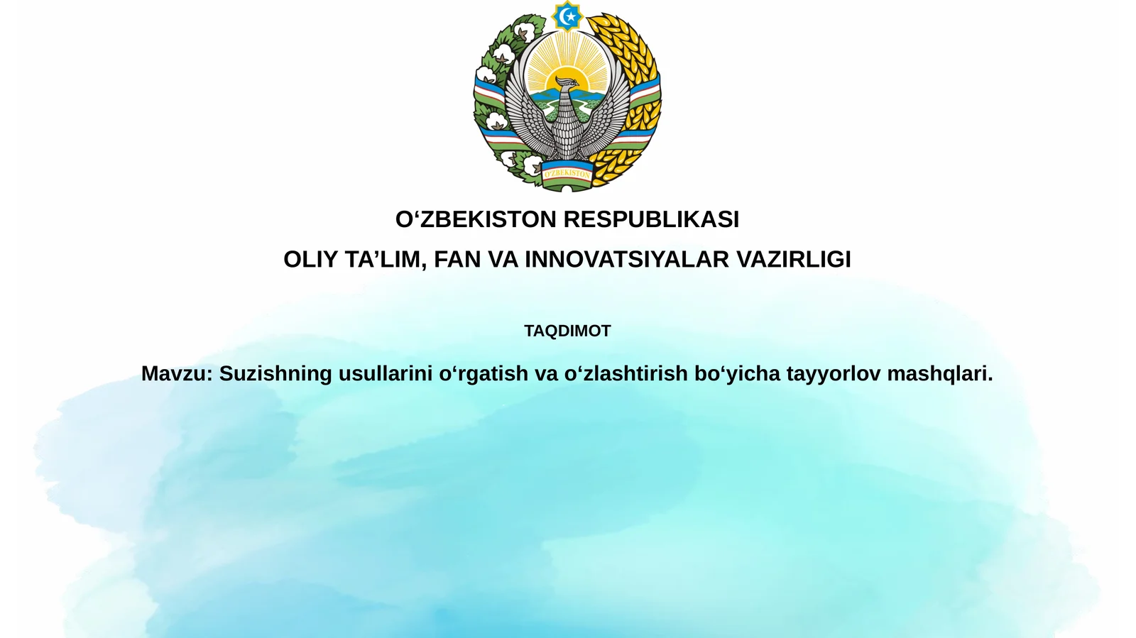 Suzishning usullarini oʻrgatish va oʻzlashtirish boʻyicha tayyorlov mashqlari