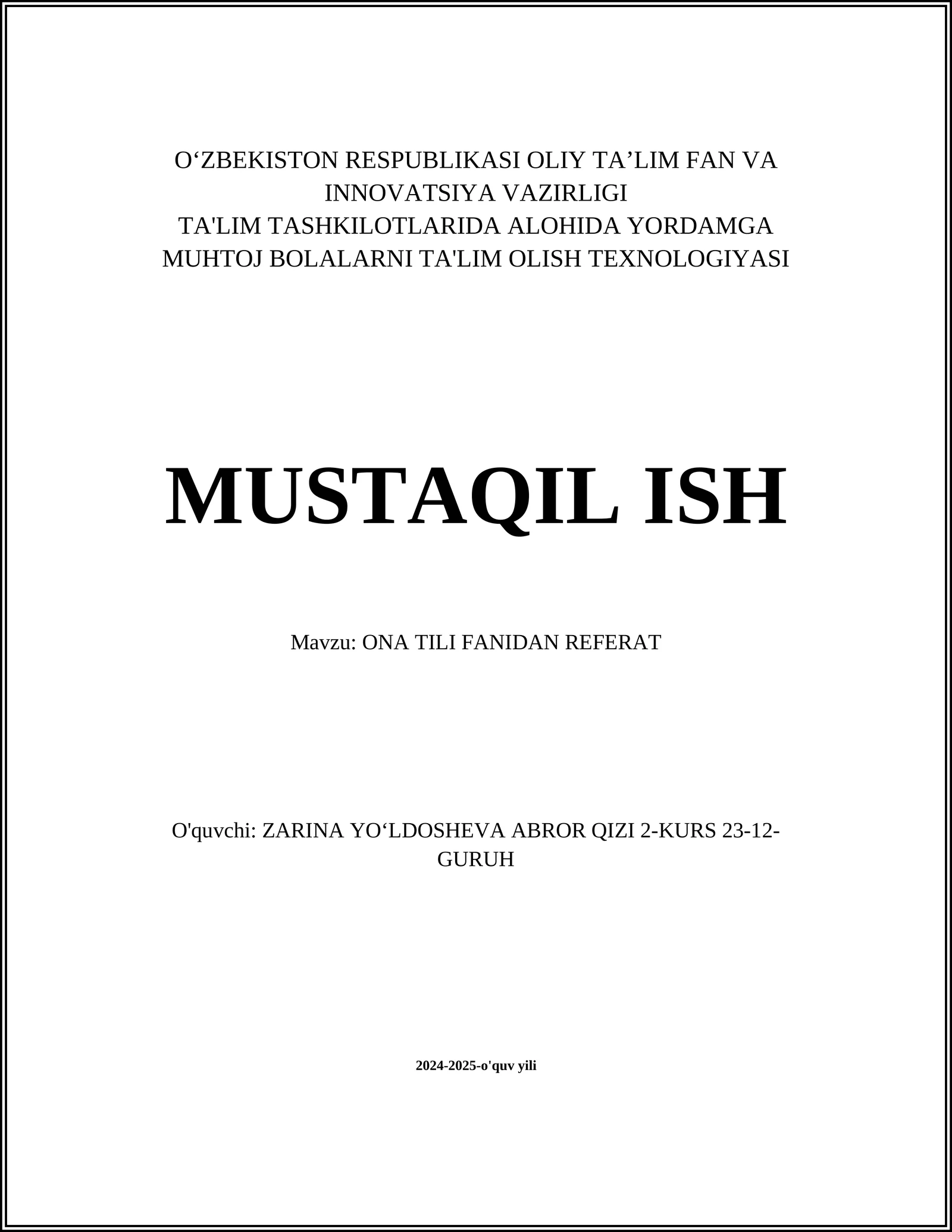 ONA TILI FANIDAN REFERAT