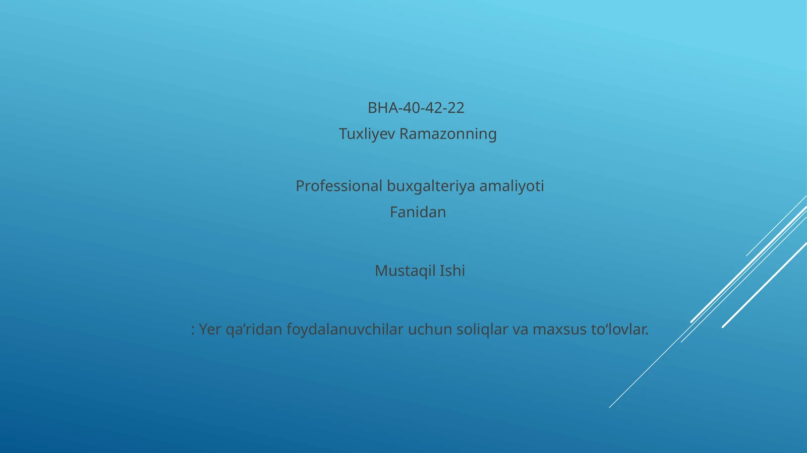Yer qa’ridan foydalanuvchilar uchun soliqlar va maxsus to‘lovlar