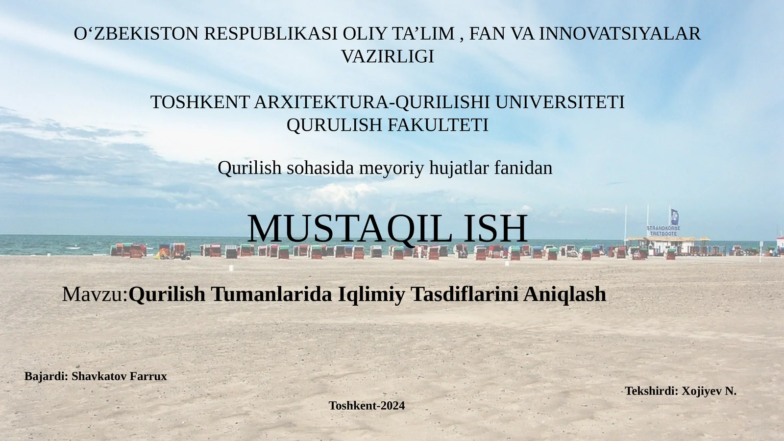 Qurilish Tumanlarida Iqlimiy Tasdiflarini Aniqlash