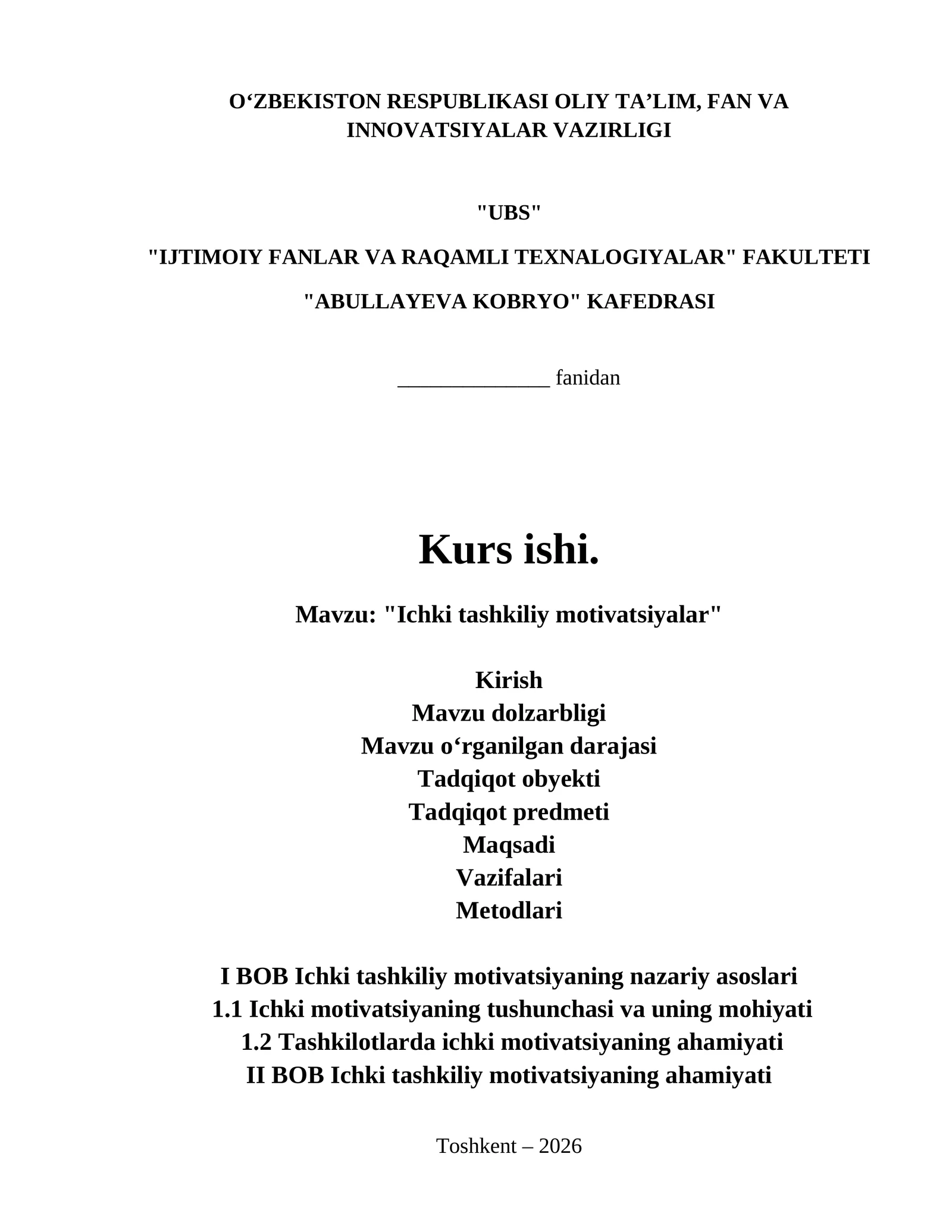"Ichki tashkiliy motivatsiyalar"