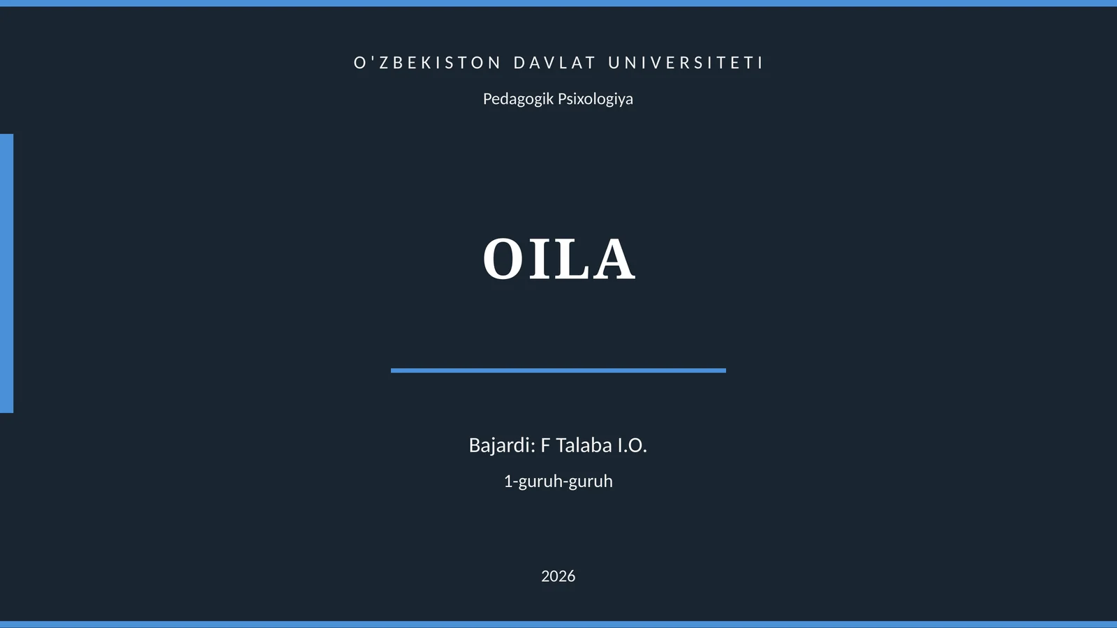 Pedagogik Psixologiya OILA