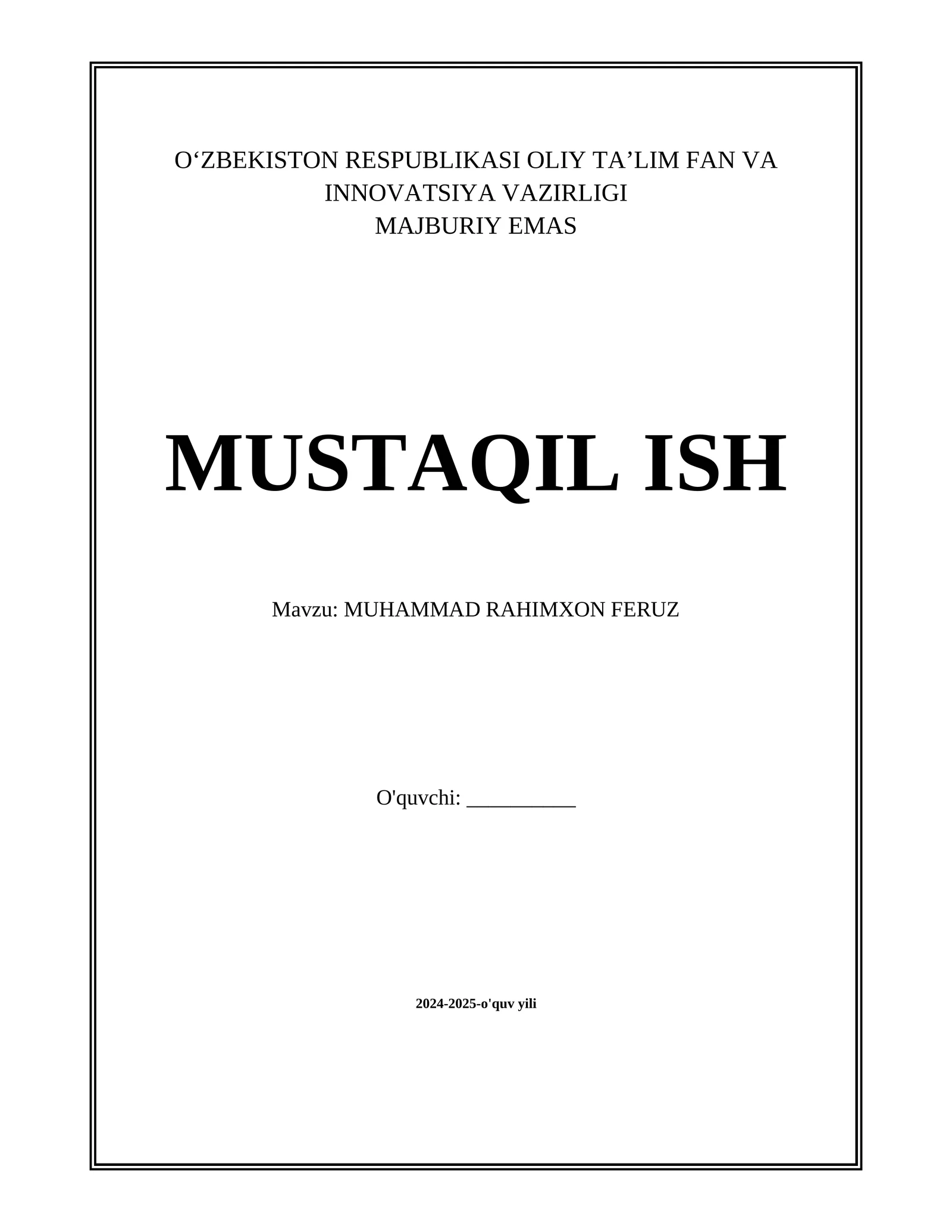 MUHAMMAD RAHIMXON FERUZ