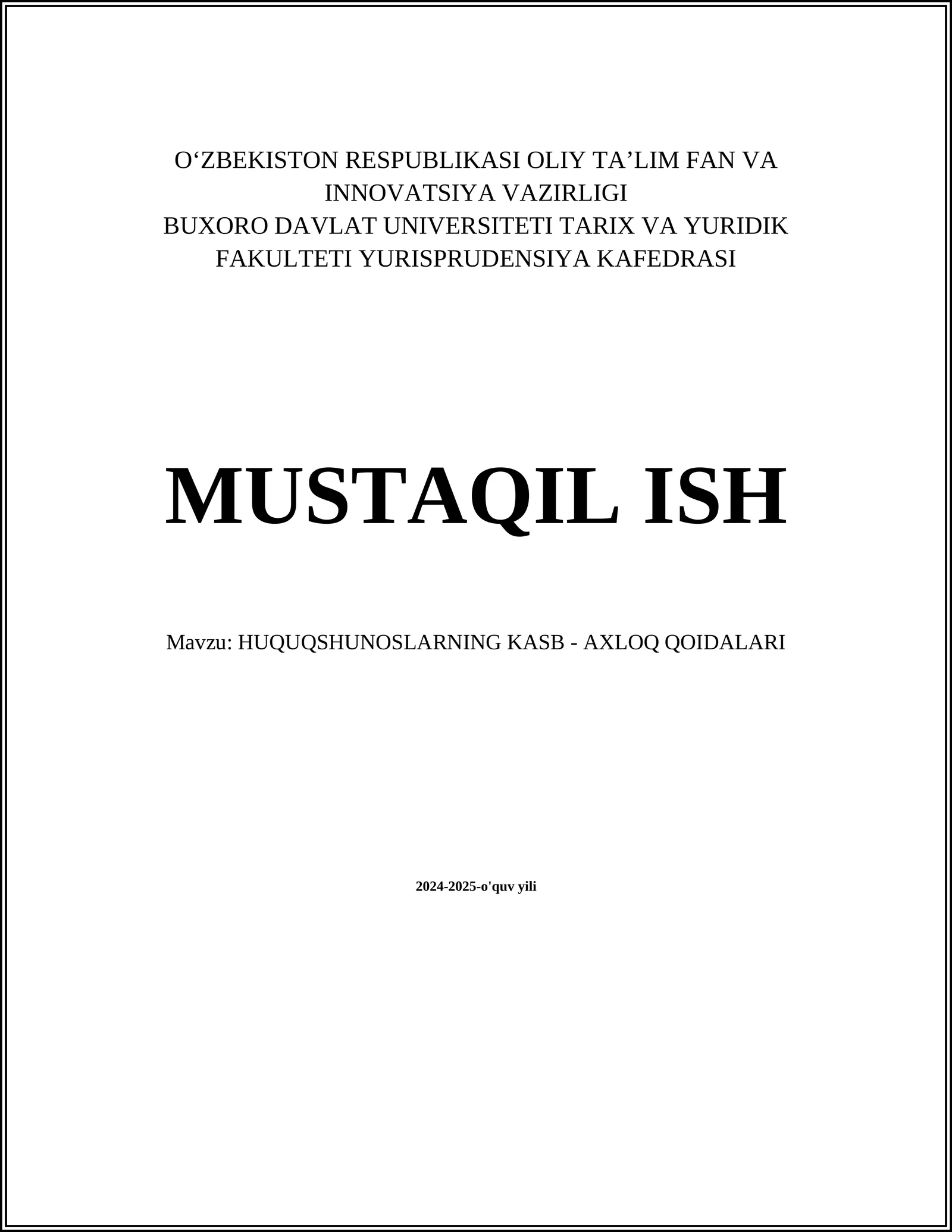 HUQUQSHUNOSLARNING KASB - AXLOQ QOIDALARI