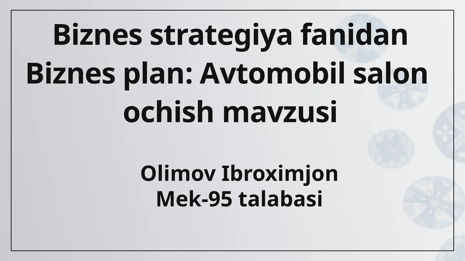Biznes plan: Avtomobil saloni