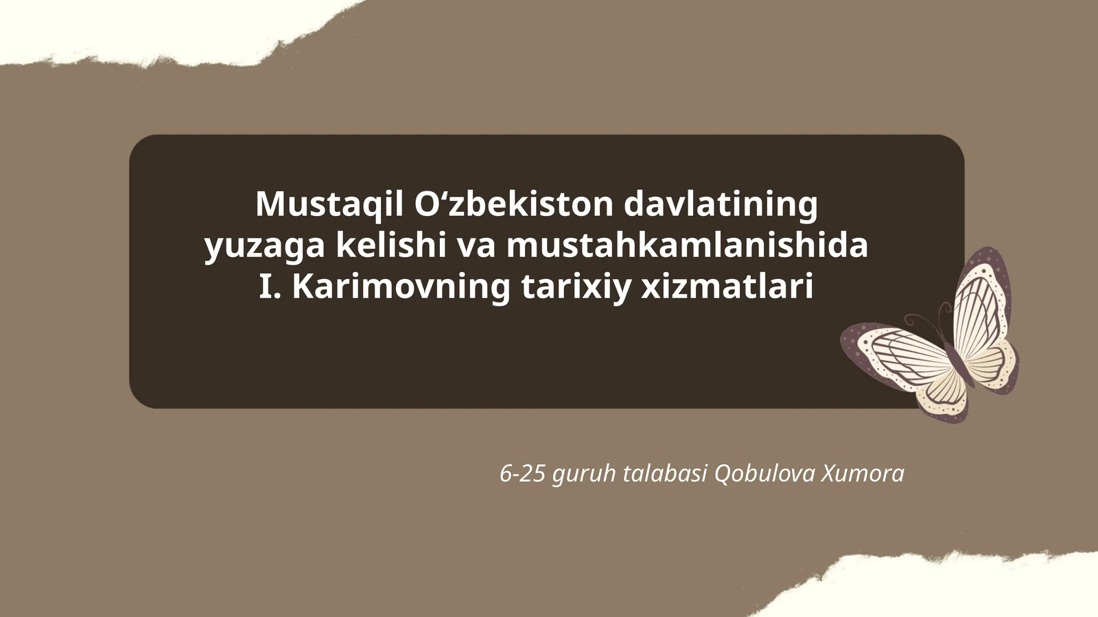 O‘zbekiston davlatining yuzaga kelishi va mustahkamlanishida I. Karimovning tarixiy xizmatlari.
