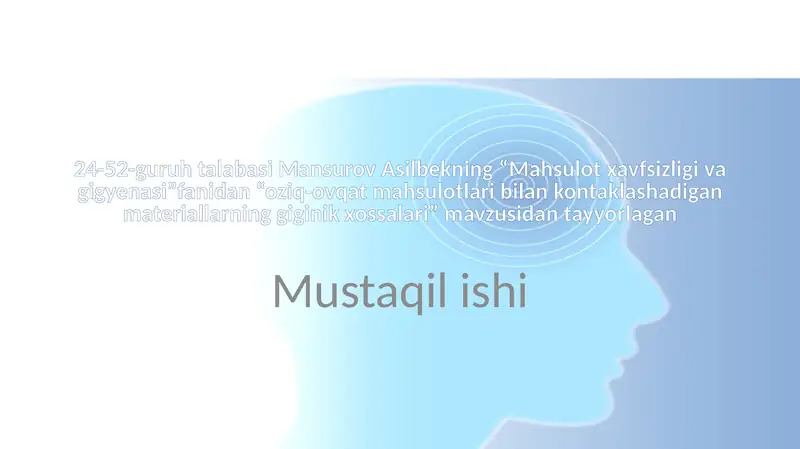 Mahsulot xavfsizligi va gigiena