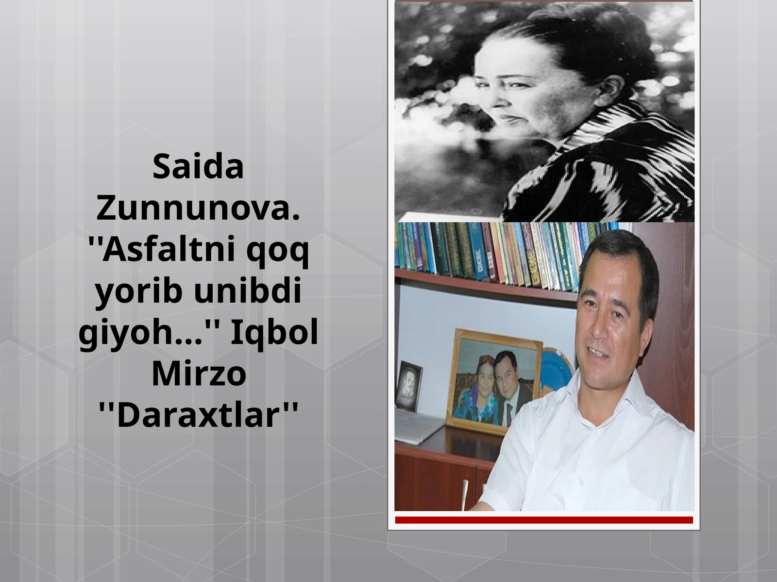 “Asfaltni qoq yorib unibdi giyoh...” va “Daraxtlar” she’rlarini qiyoslab tahlil qilish