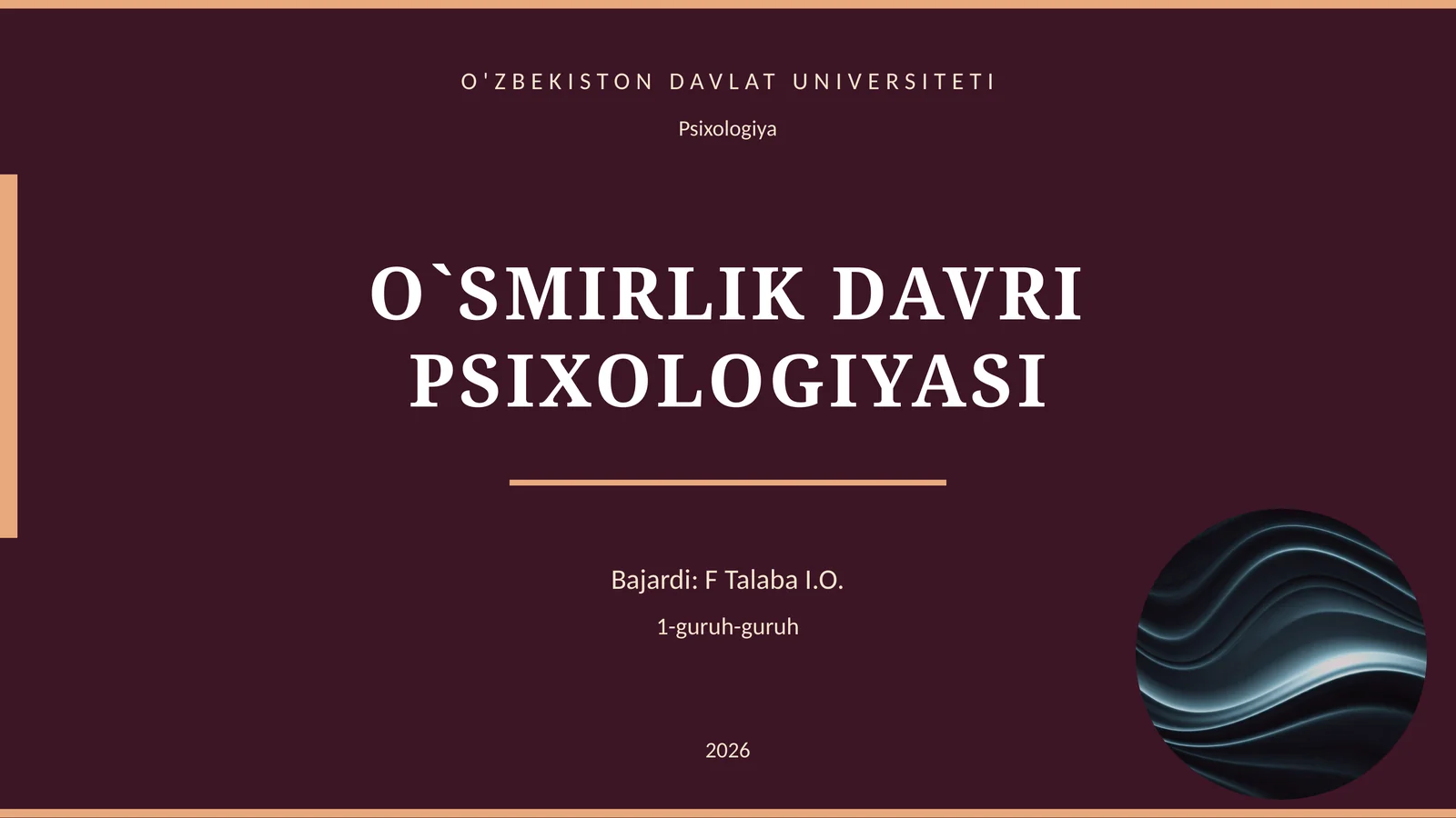 O`SMIRLIK DAVRI PSIXOLOGIYASI