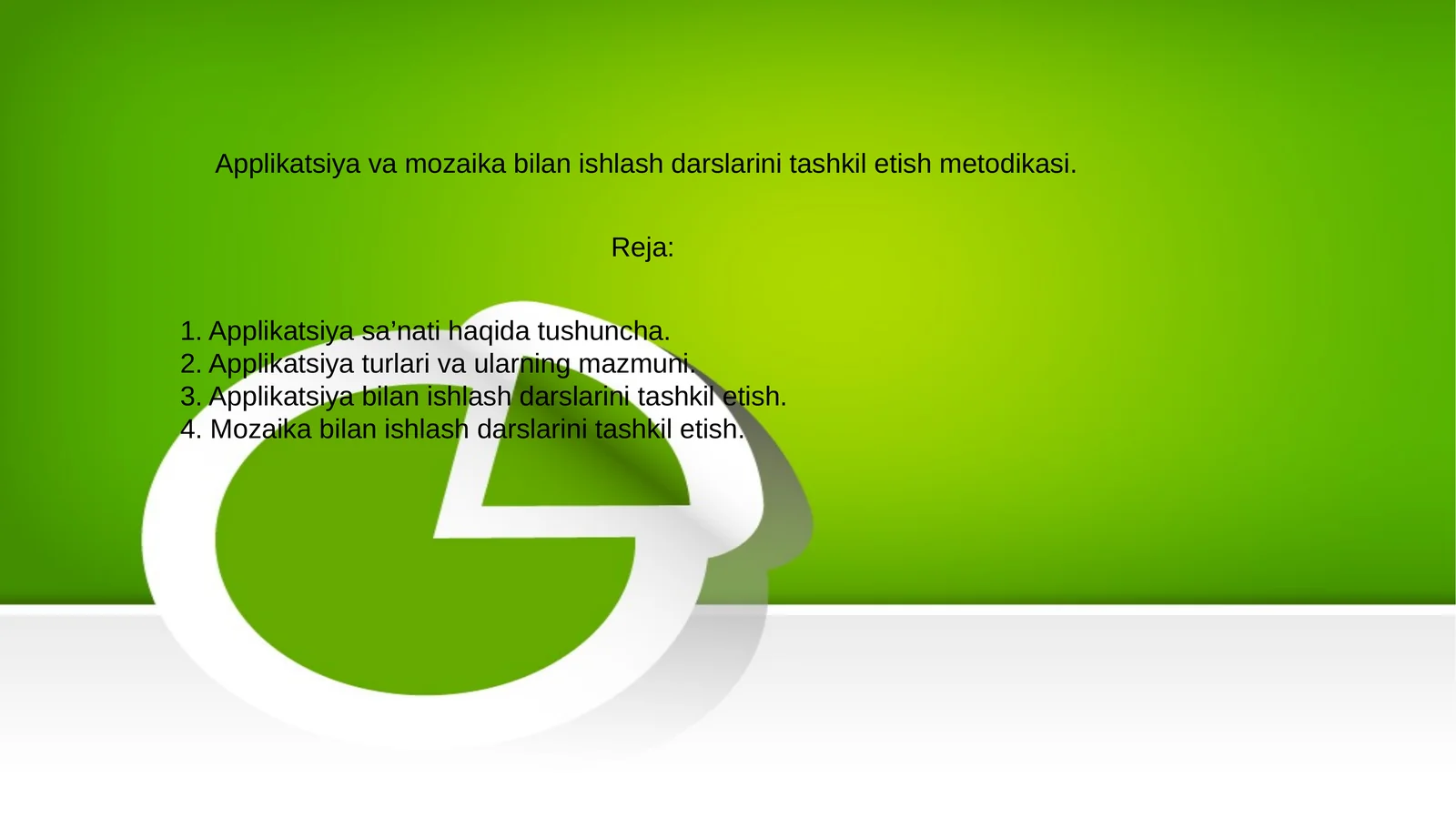 Applikatsiya va mozaika bilan ishlash darslarini tashkil etish metodikasi