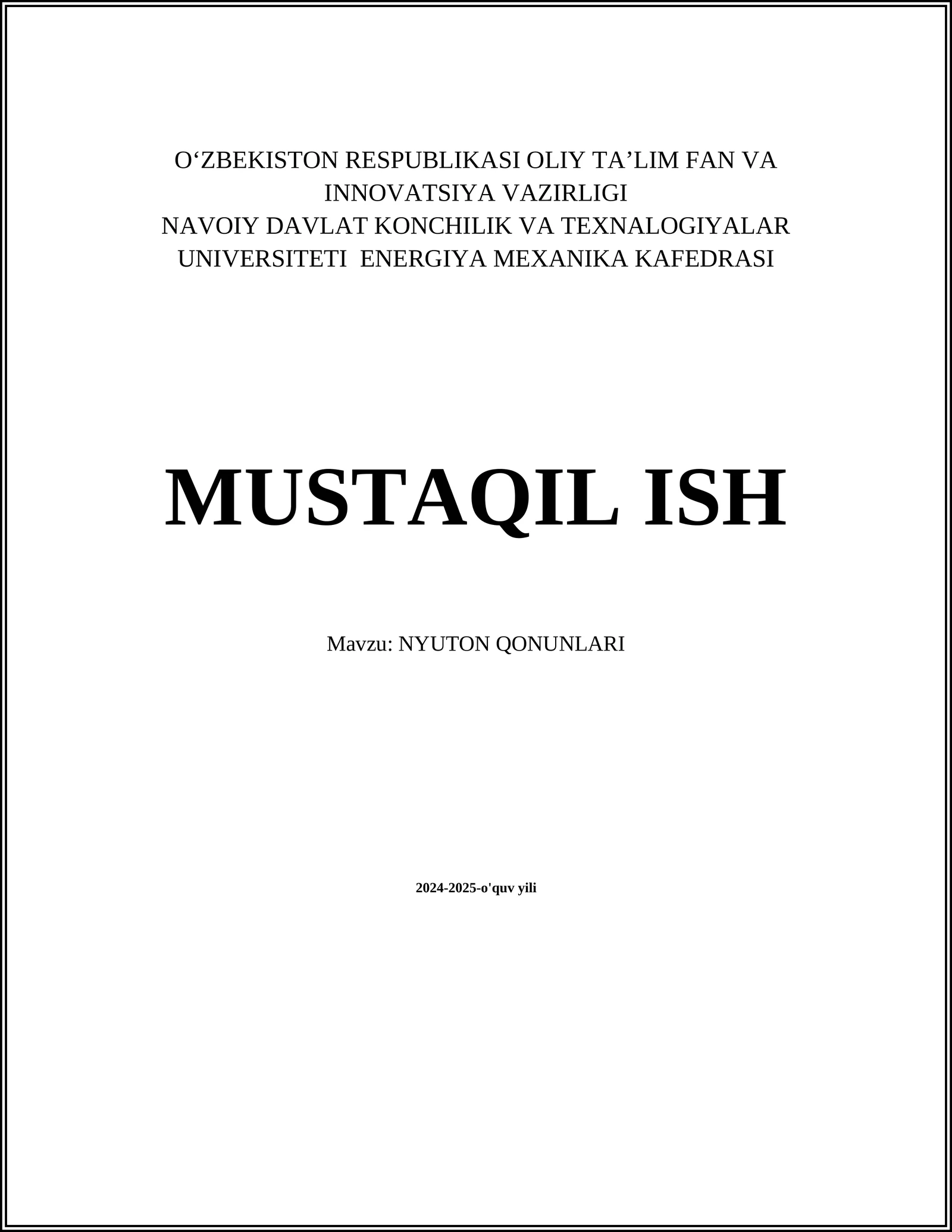 NYUTON QONUNLARI